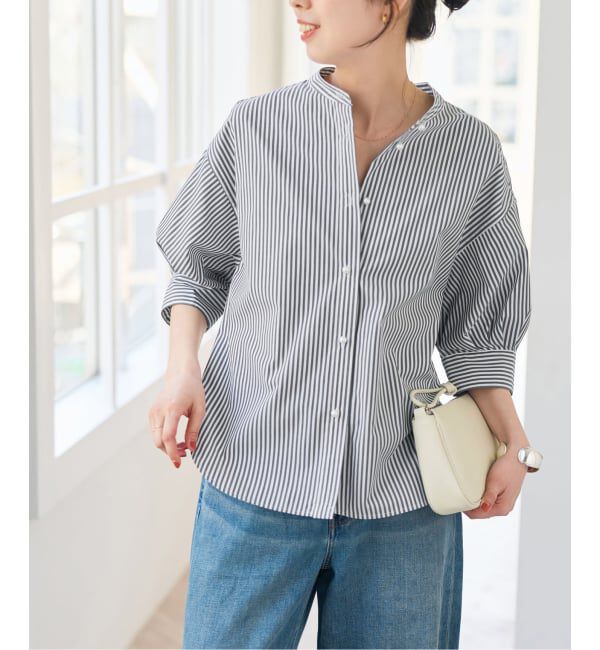 Spick and Span「《WEB限定 / 追加予約》パールボタンギャザースリーブシャツ」|シャツ・ブラウス|ブラックベース