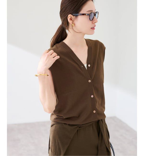 FRAMeWORK「≪予約≫シルク混綿麻ノースリーブ2WAYカーディガン」|カーディガン|