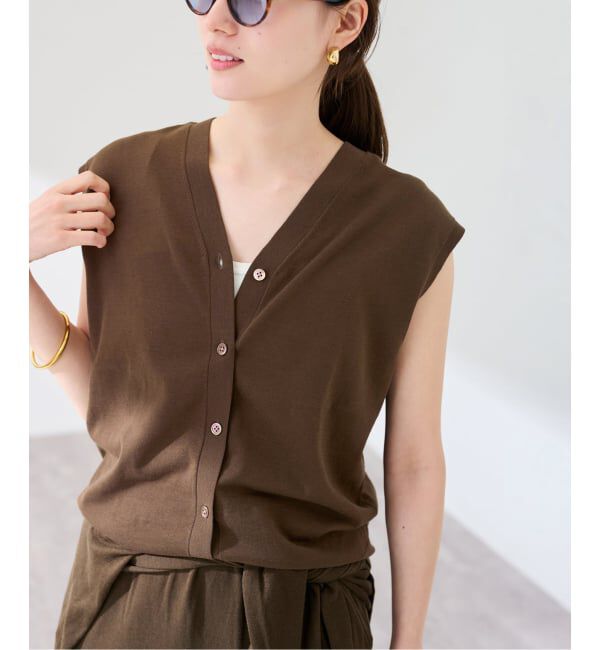 FRAMeWORK「≪予約≫シルク混綿麻ノースリーブ2WAYカーディガン」|カーディガン|