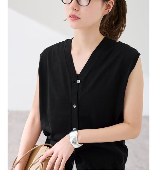 FRAMeWORK「≪予約≫シルク混綿麻ノースリーブ2WAYカーディガン」|カーディガン|