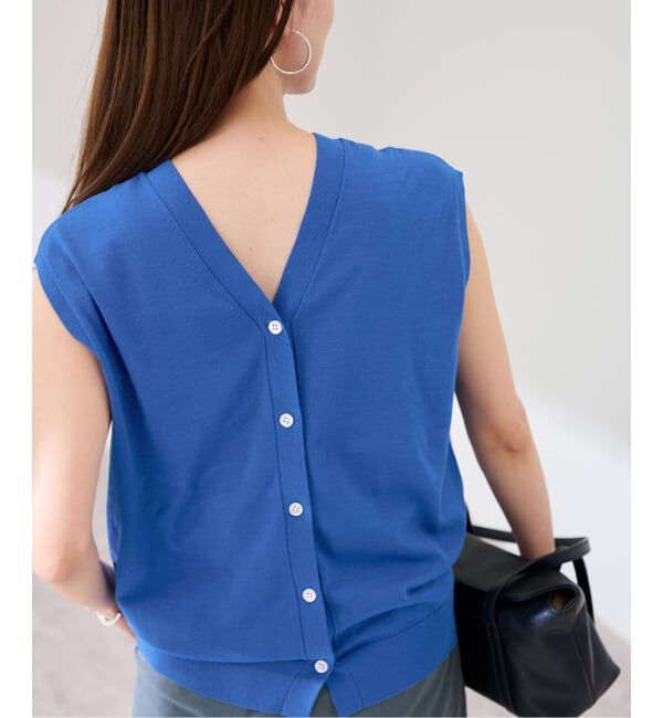 FRAMeWORK「≪予約≫シルク混綿麻ノースリーブ2WAYカーディガン」|カーディガン|ブルー A