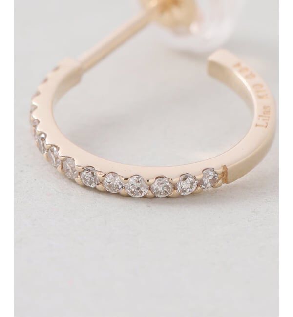 Lilas by Spick&Span「《予約》スモールフープダイヤピアス K10（両耳）」|ピアス|