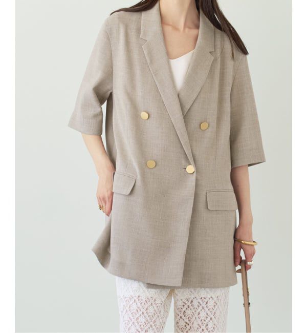 NOBLE「《予約・セットアップ対応》ドンゴロスハーフスリーブジャケット」|テーラードジャケット|