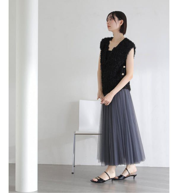  「【洗える】チュールペーパーベスト」|ベスト・ジレ|