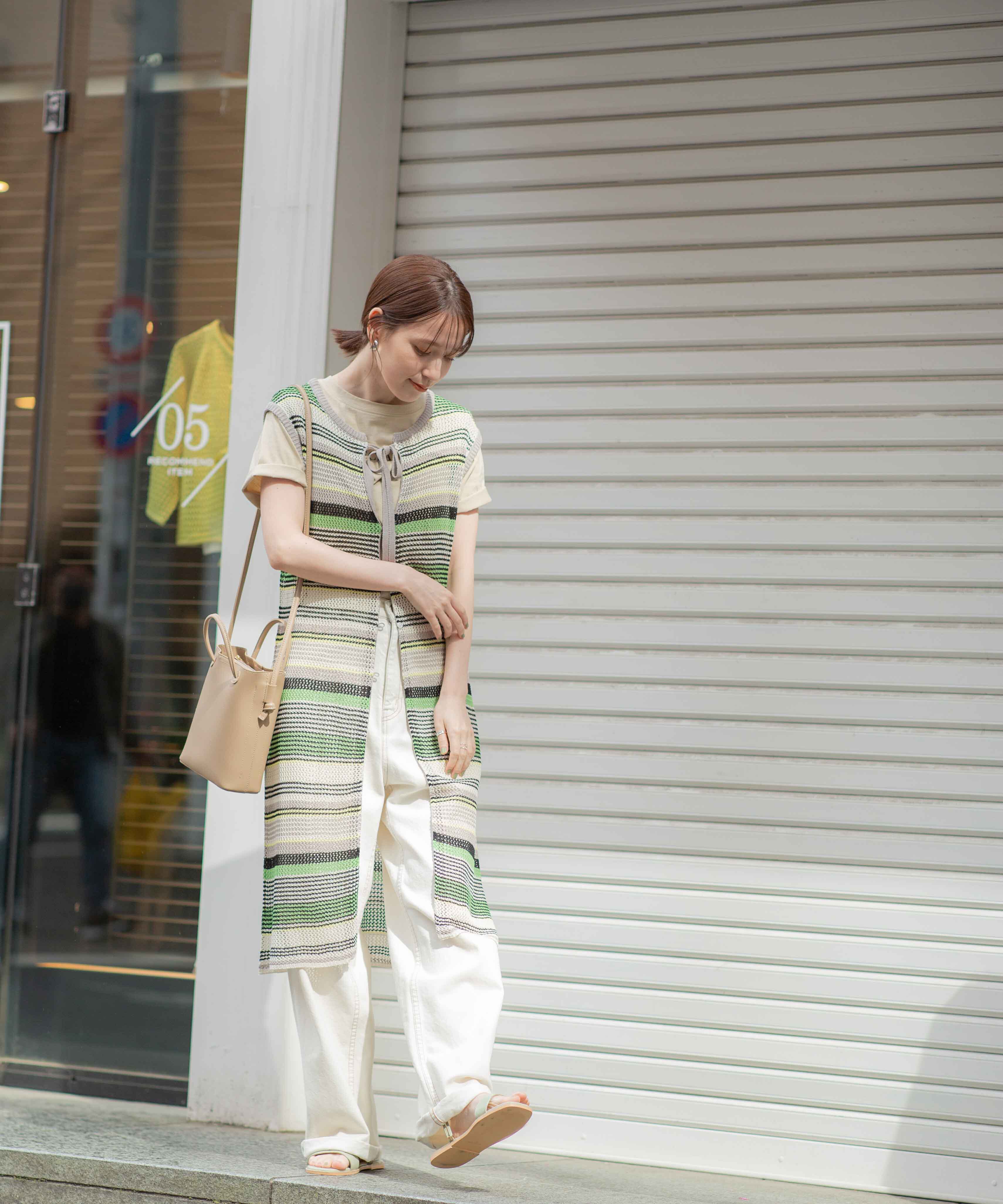 nano･universe「LB.04/前後2wayボーダーメッシュニットジレワンピース」|ニット・セーター|