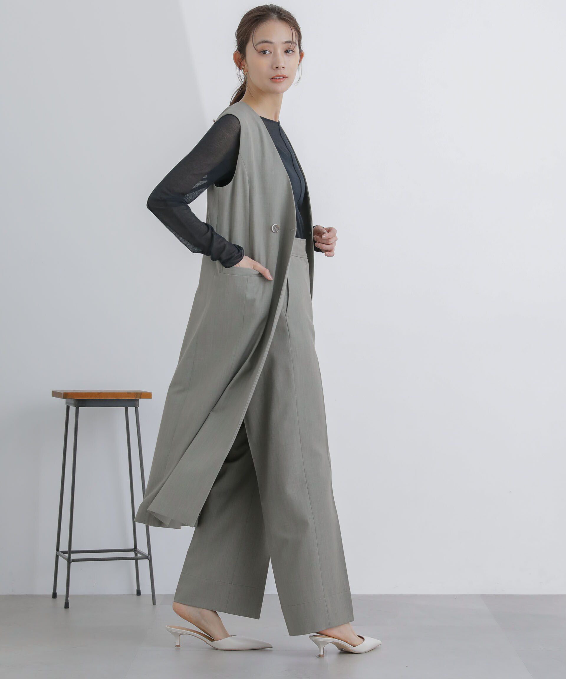 nano･universe「サイドボタンワイドパンツ(セットアップ対応)」|その他|