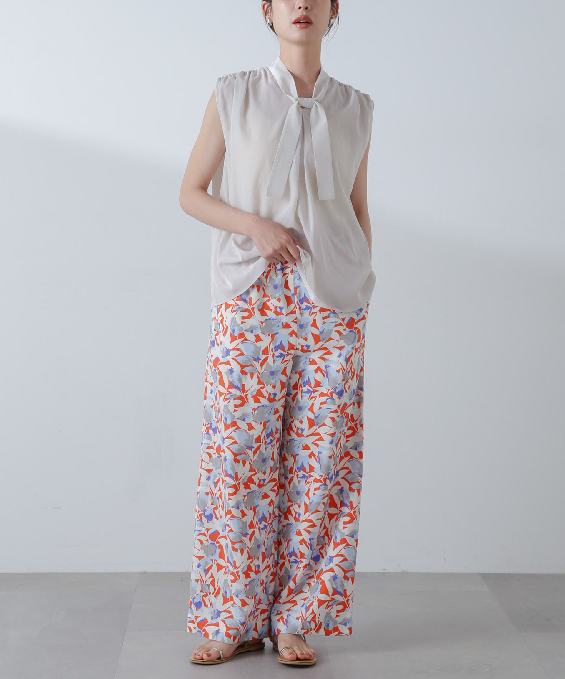 nano･universe「ショルダーギャザーボウタイブラウス」|シャツ・ブラウス|