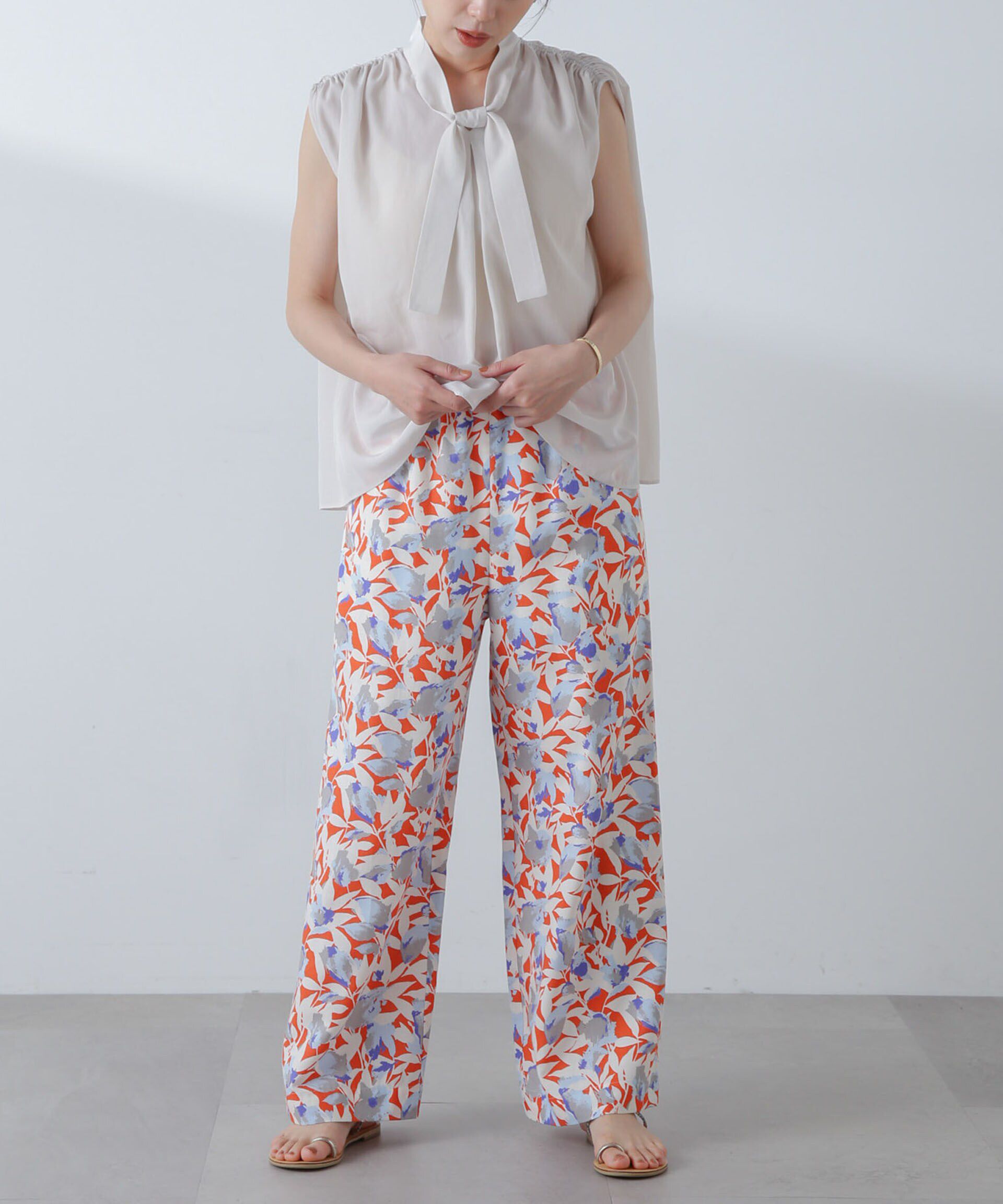 nano･universe「ショルダーギャザーボウタイブラウス」|シャツ・ブラウス|