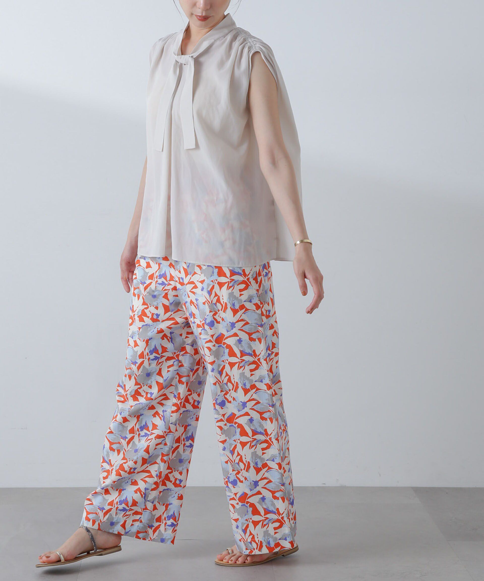 nano･universe「ショルダーギャザーボウタイブラウス」|シャツ・ブラウス|