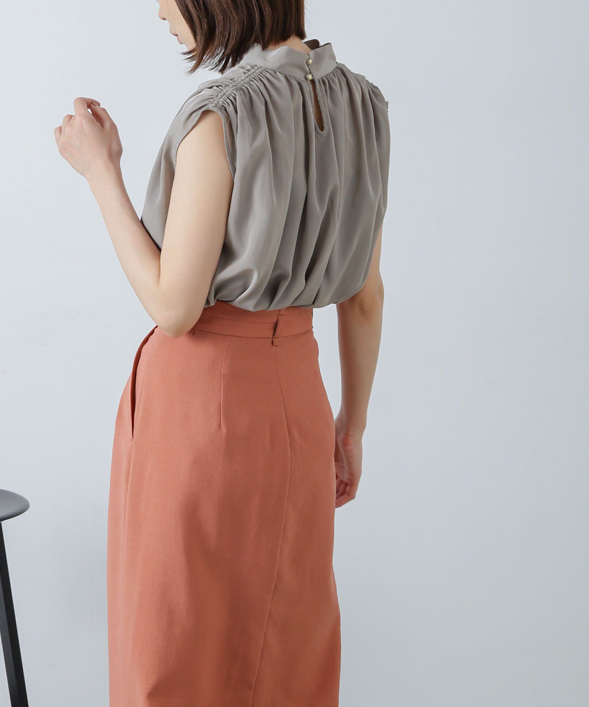 nano･universe「ショルダーギャザーボウタイブラウス」|シャツ・ブラウス|