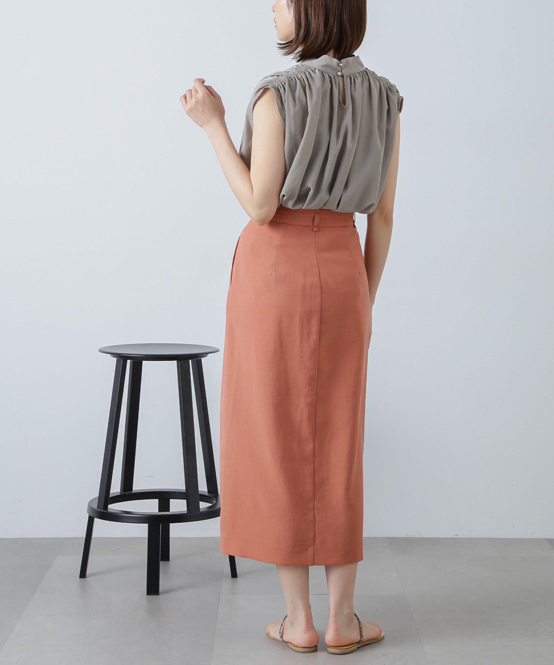 nano･universe「ショルダーギャザーボウタイブラウス」|シャツ・ブラウス|