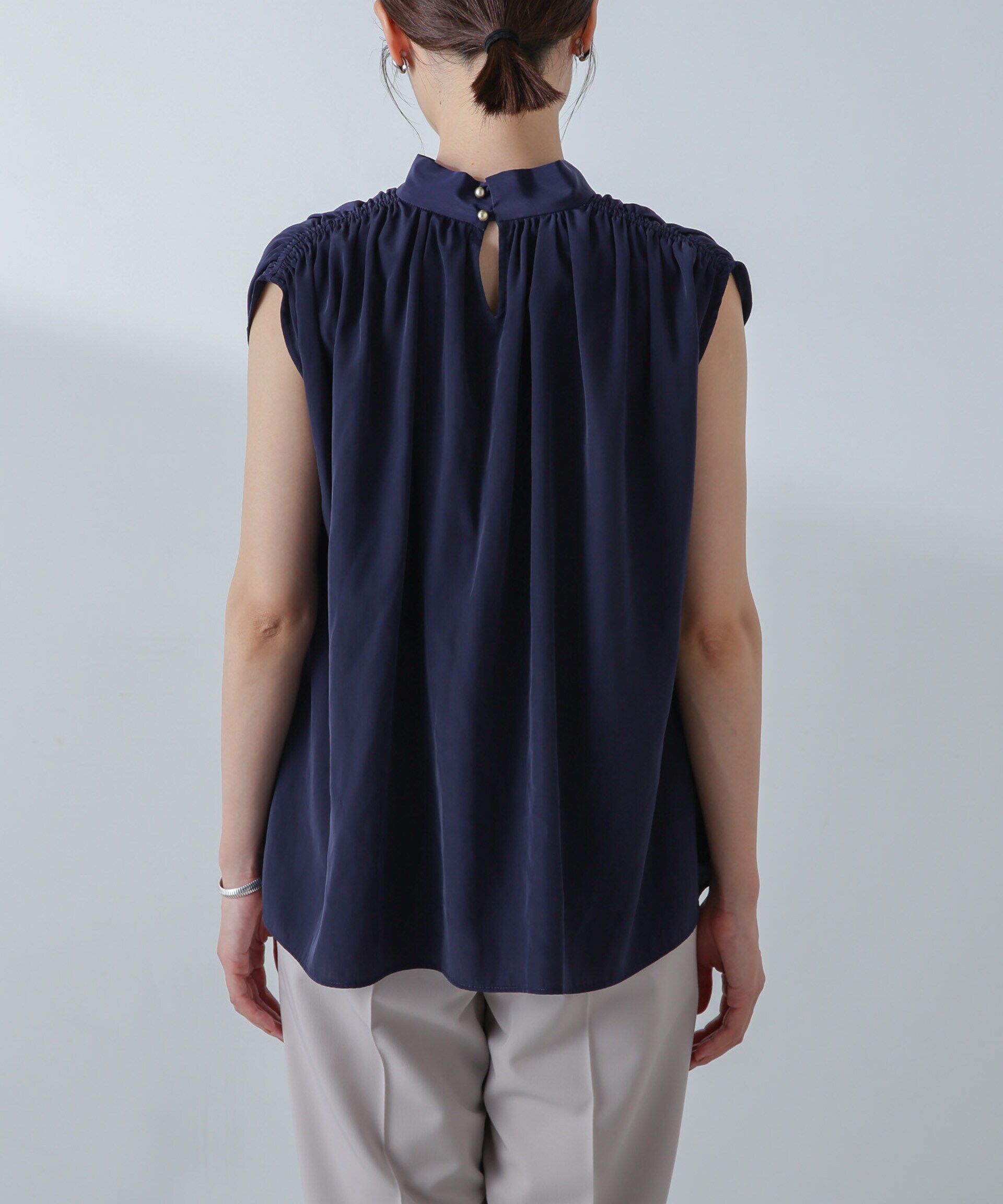 nano･universe「ショルダーギャザーボウタイブラウス」|シャツ・ブラウス|
