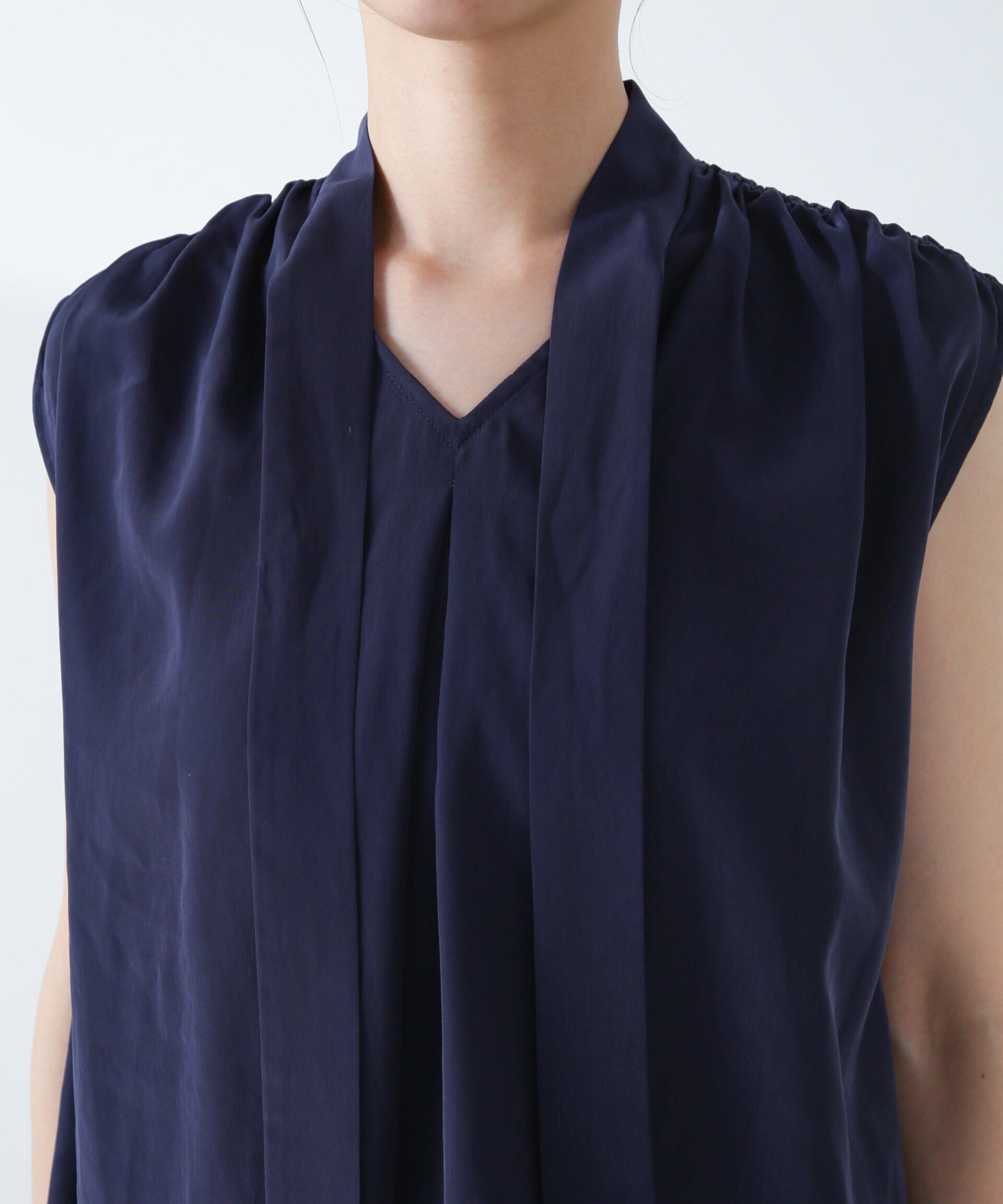 nano･universe「ショルダーギャザーボウタイブラウス」|シャツ・ブラウス|