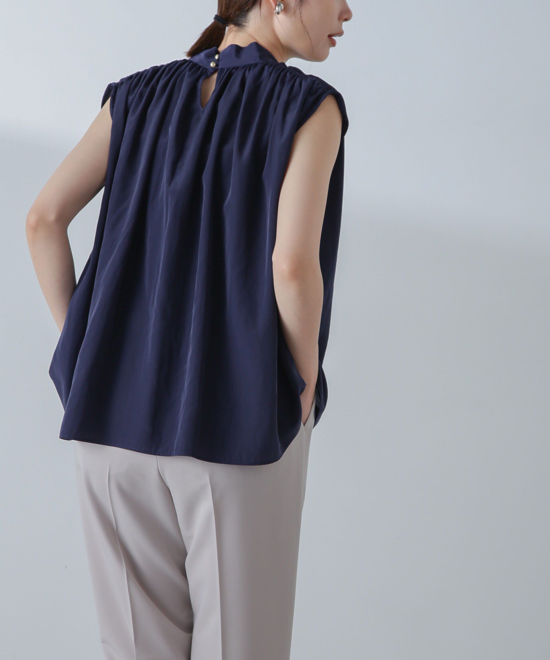 nano･universe「ショルダーギャザーボウタイブラウス」|シャツ・ブラウス|