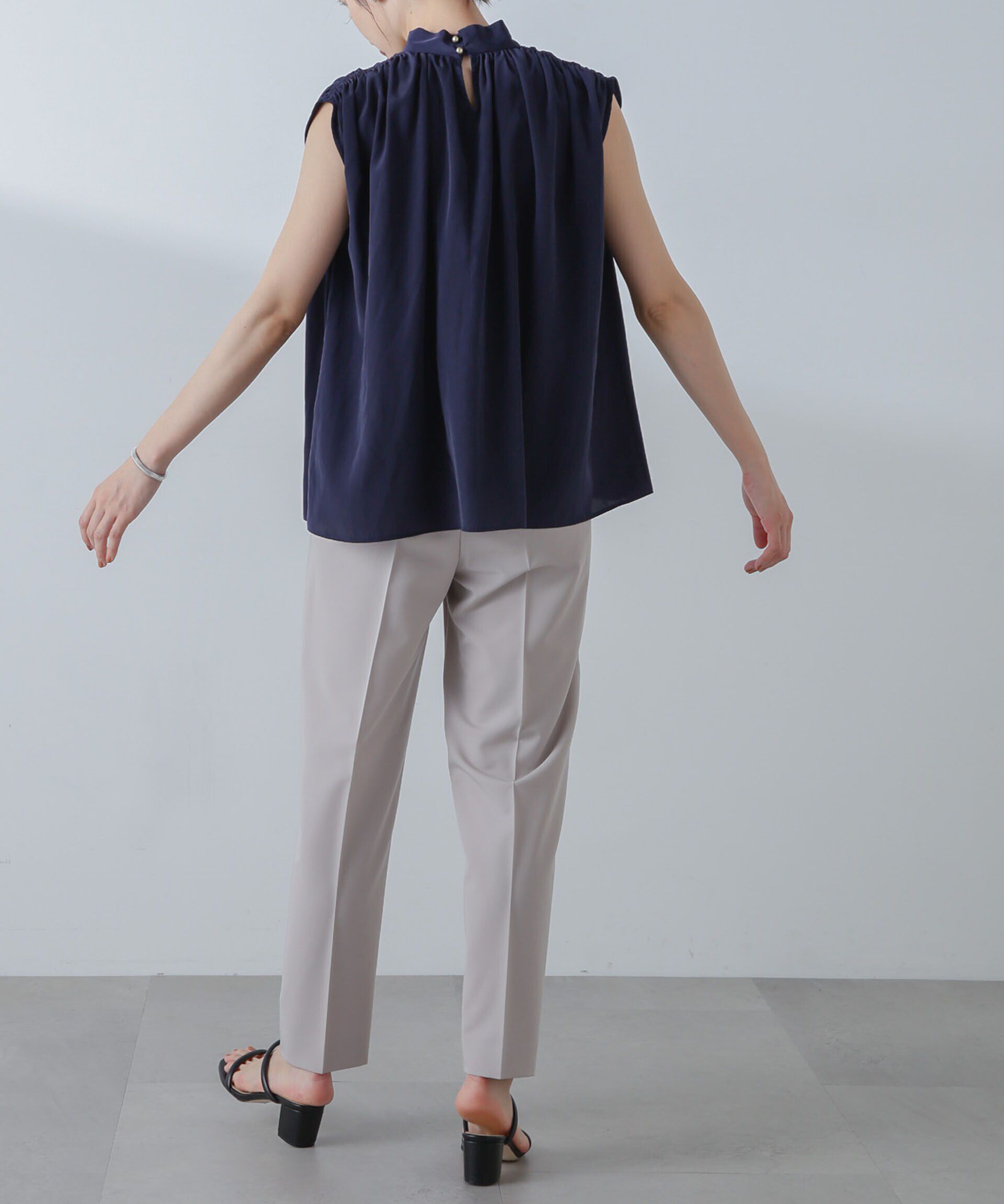 nano･universe「ショルダーギャザーボウタイブラウス」|シャツ・ブラウス|