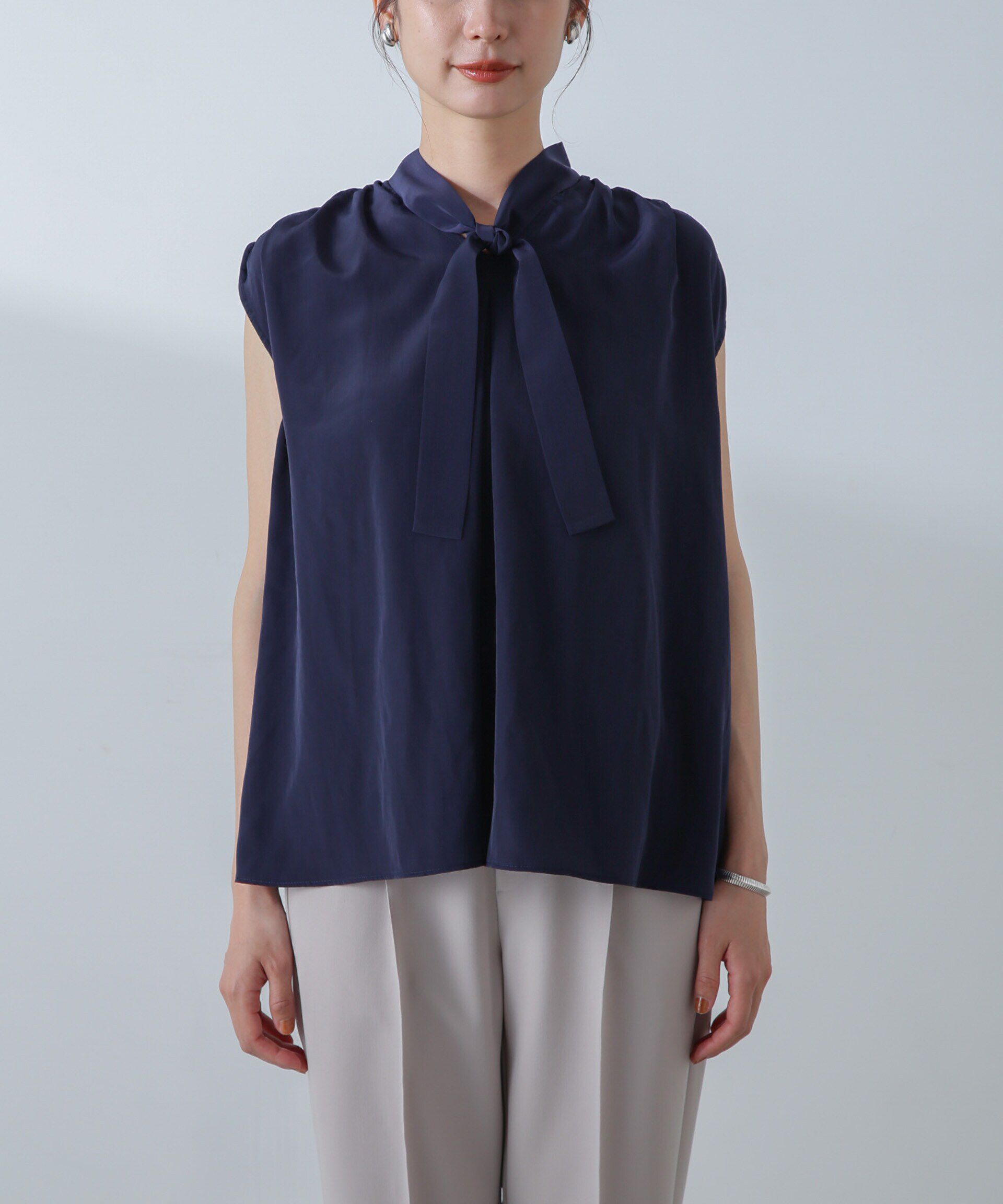 nano･universe「ショルダーギャザーボウタイブラウス」|シャツ・ブラウス|