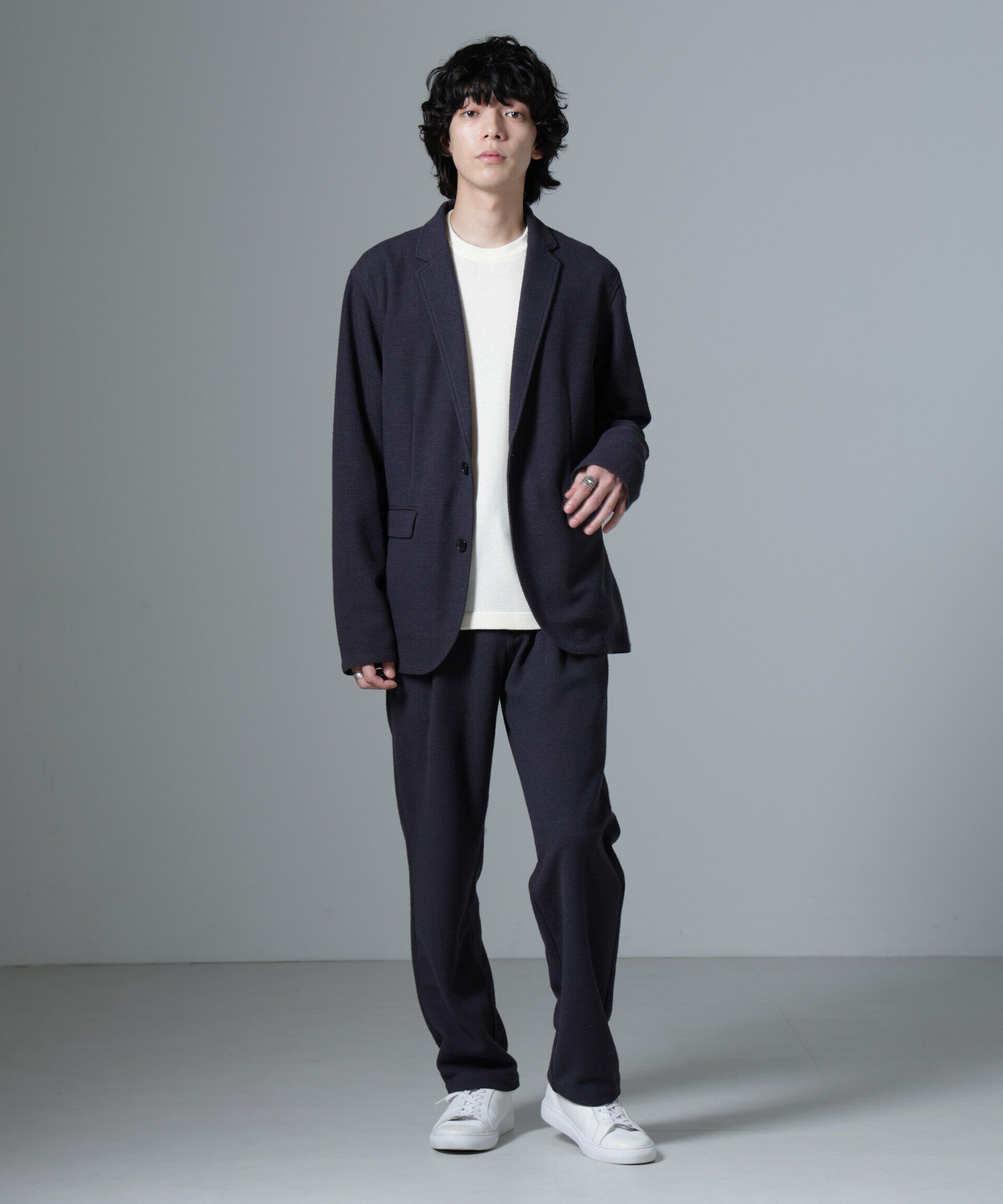 nano･universe「ストレッチメランジイージーパンツ(セットアップ可)」|チノ|