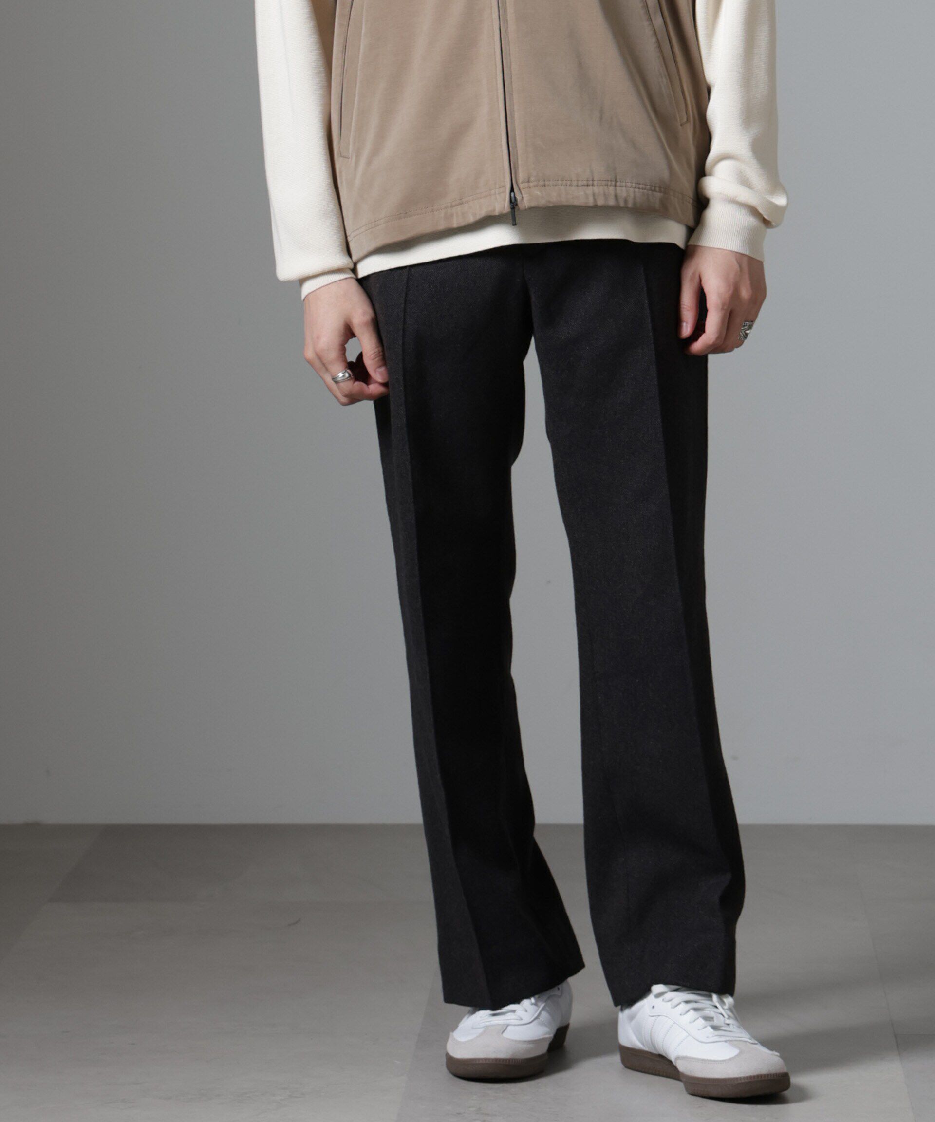 nano･universe「ツイードテーパードパンツ(セットアップ可)」|チノ|ネイビー