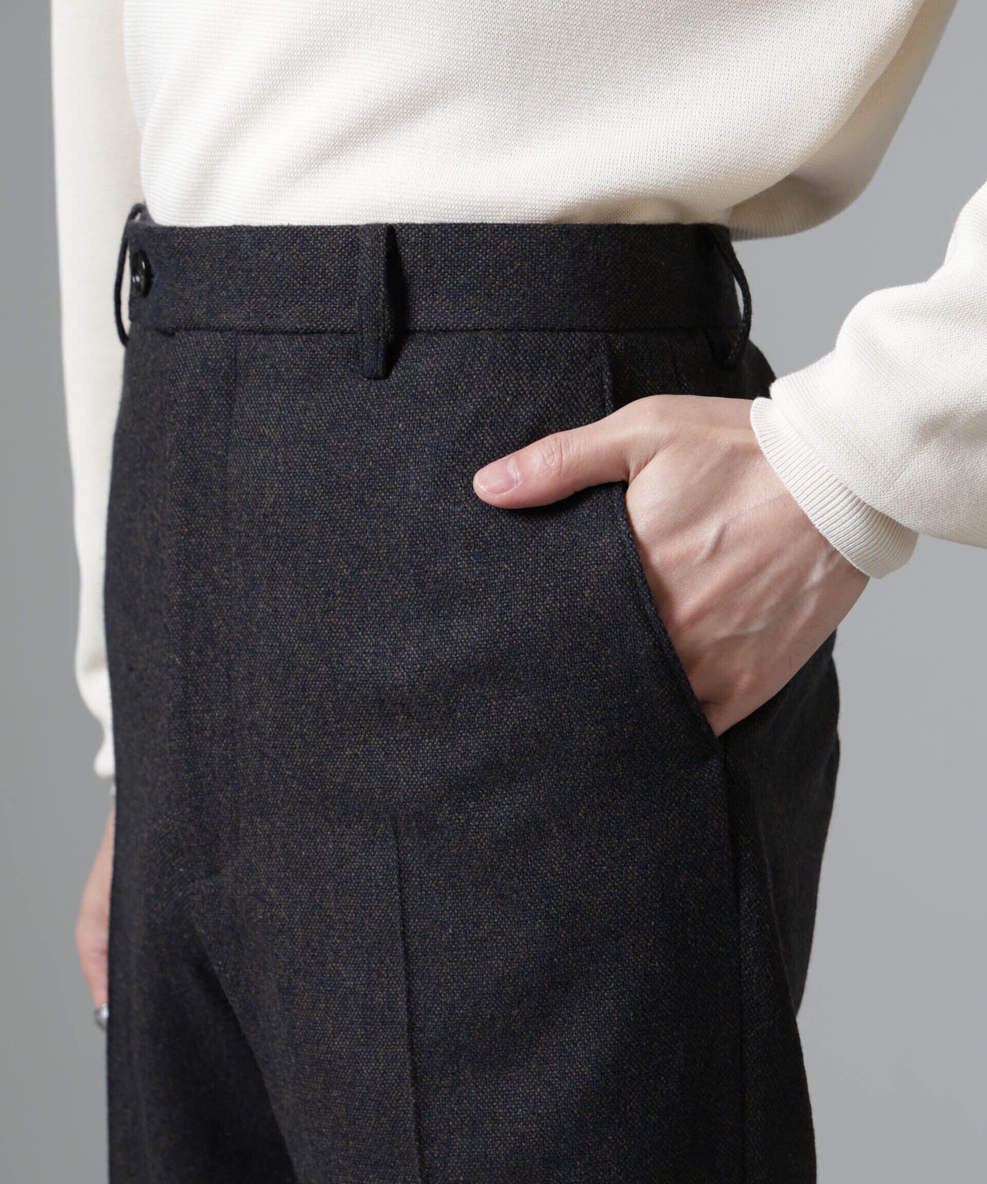 nano･universe「ツイードテーパードパンツ(セットアップ可)」|チノ|