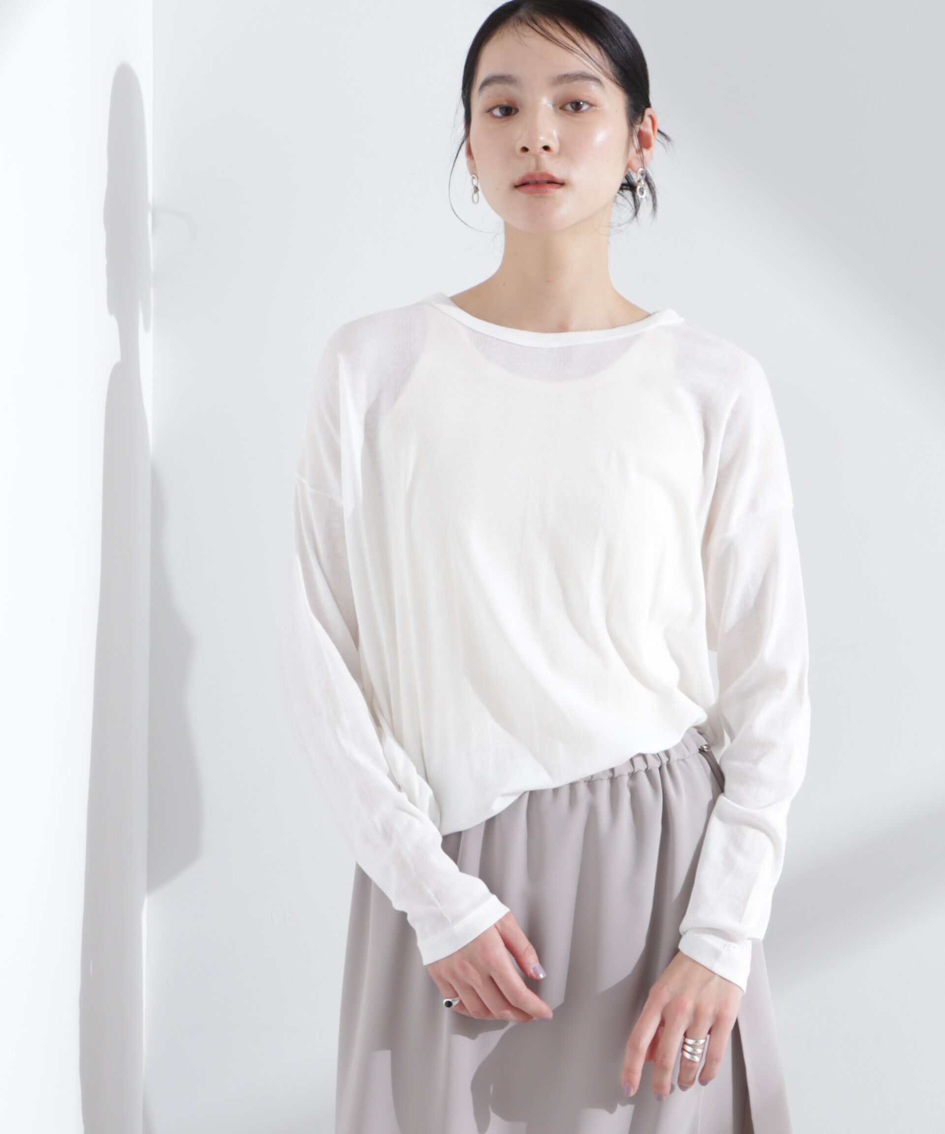 nano･universe「Robert P. Miller/Light Prib Crew L/S tee」|Tシャツ・カットソー|オフホワイト1