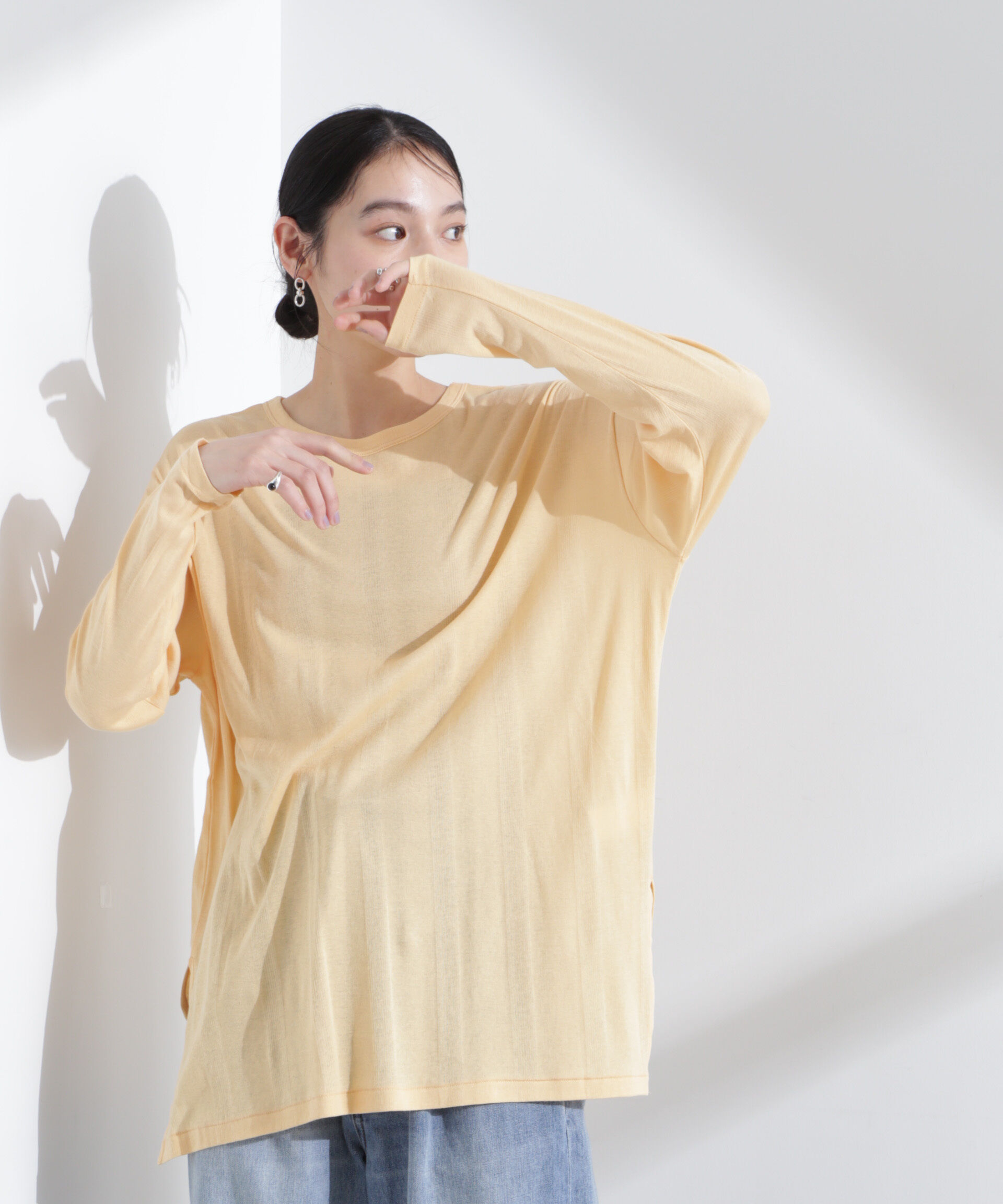 nano･universe「Robert P. Miller/Light Prib Crew L/S tee」|Tシャツ・カットソー|アプリコット3