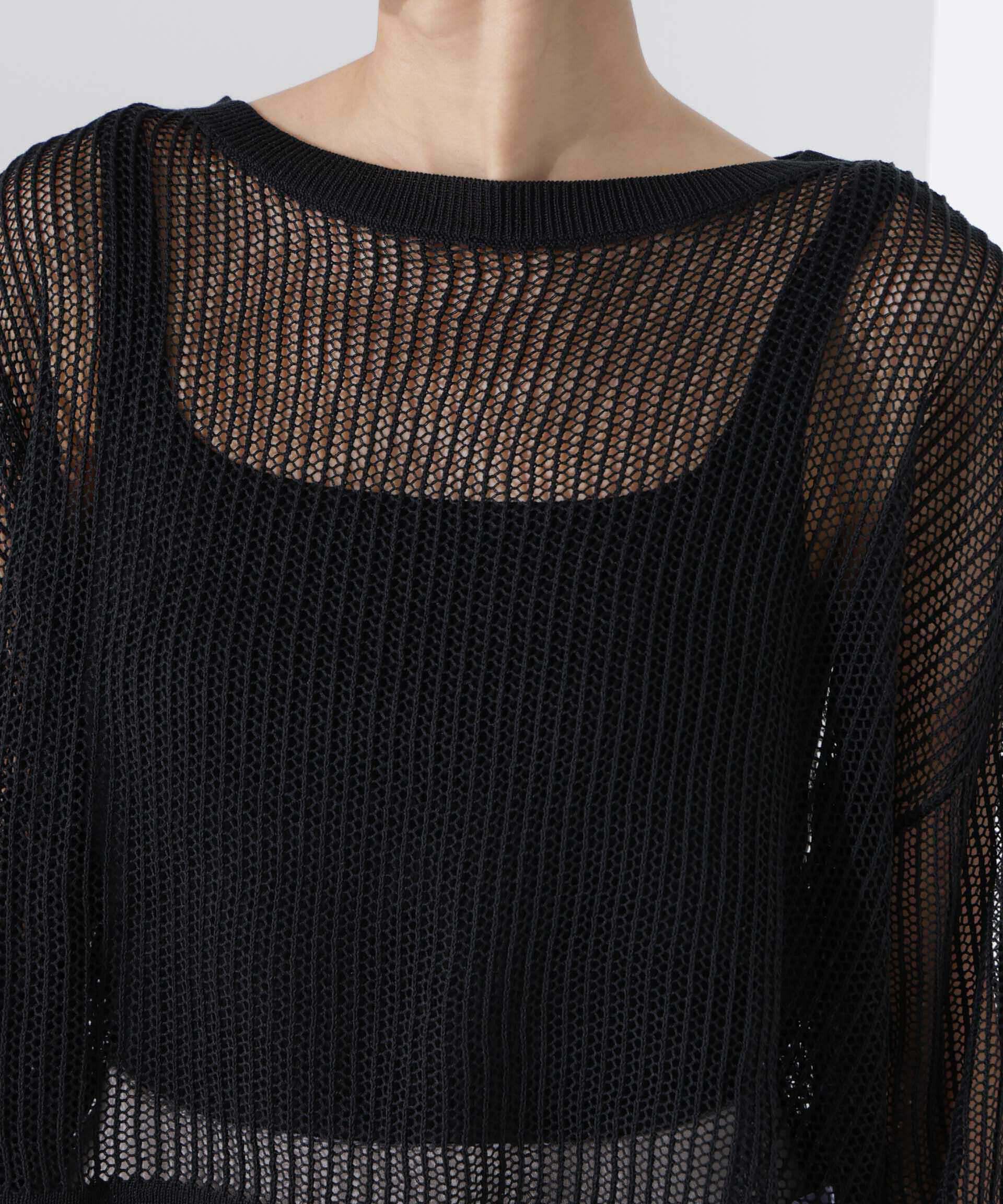 nano･universe「クロップドメッシュニットトップス」|ニット・セーター|