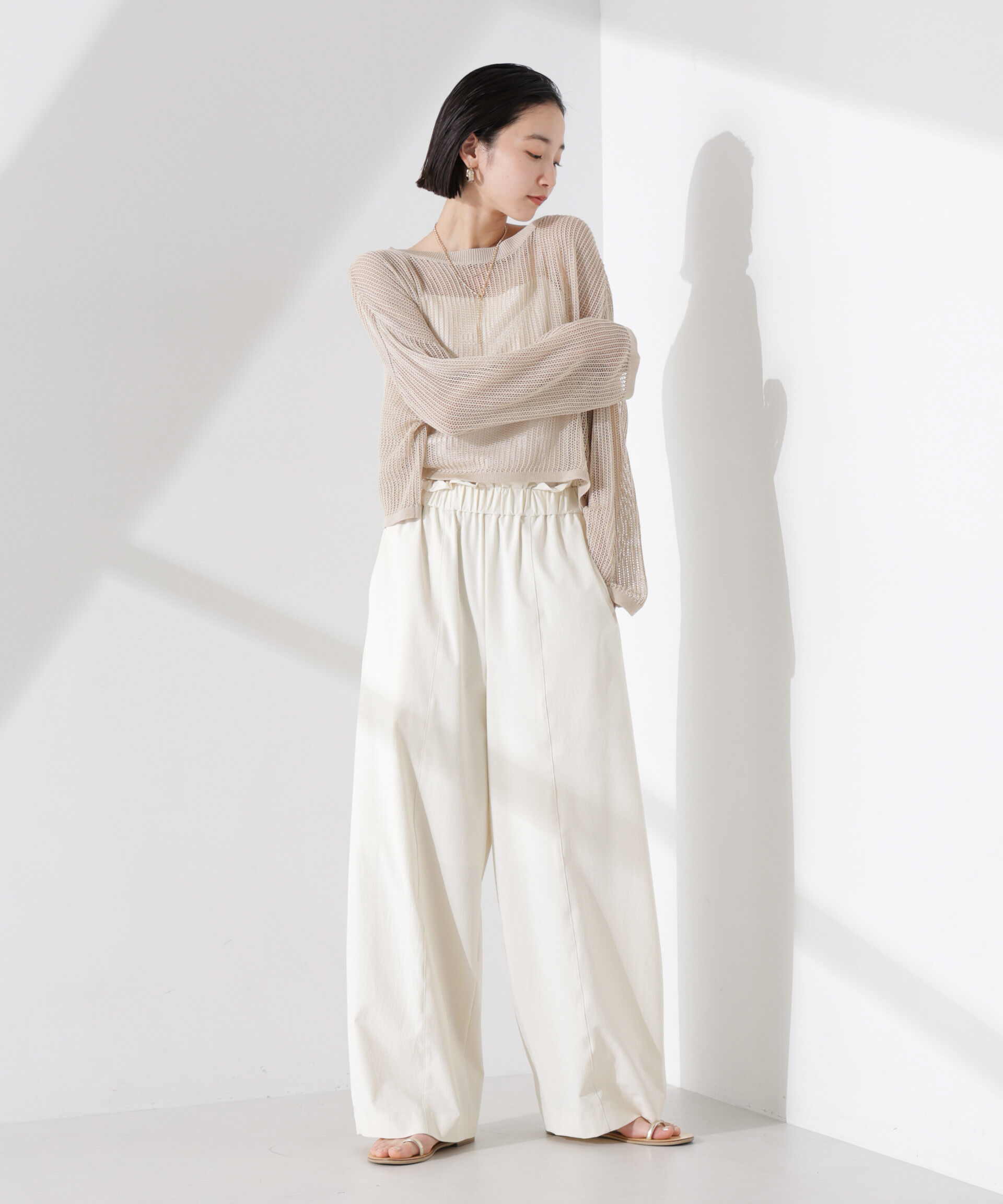 nano･universe「クロップドメッシュニットトップス」|ニット・セーター|