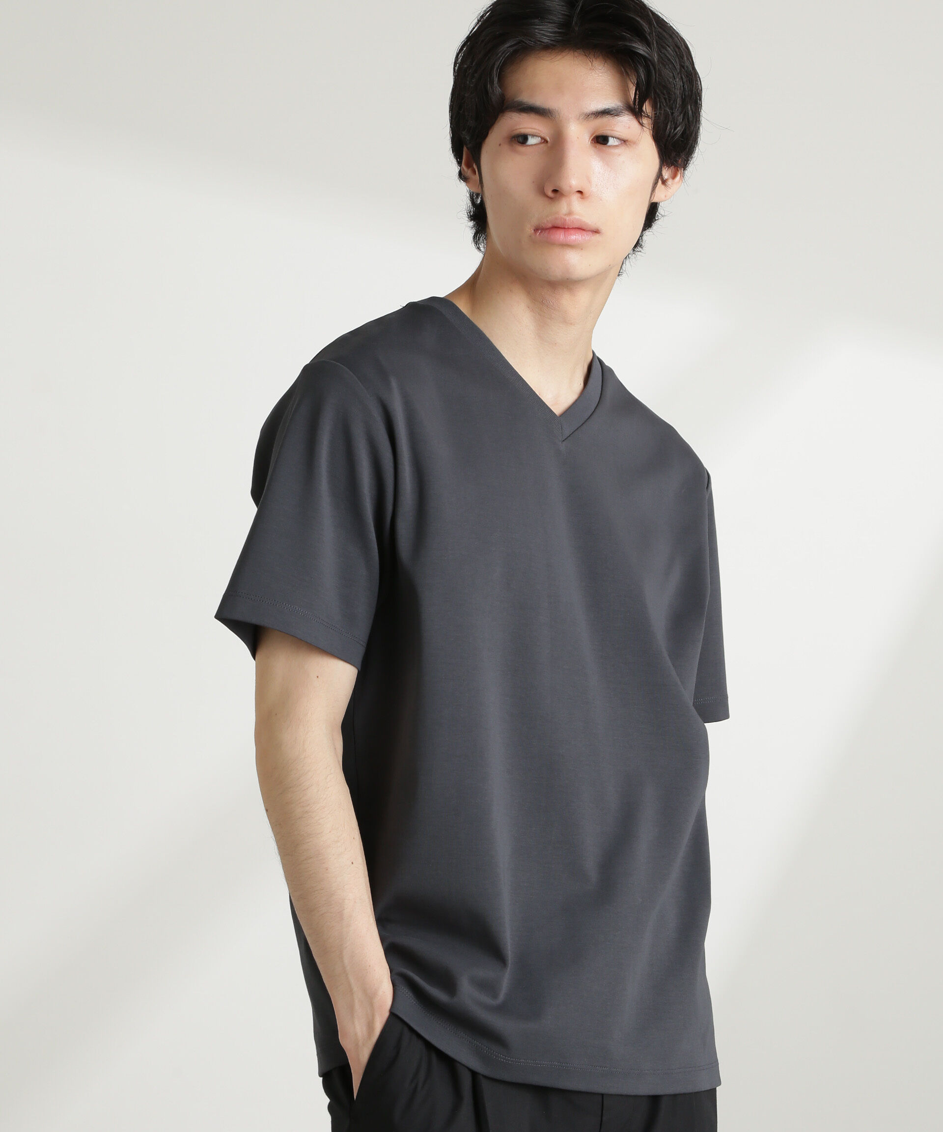 nano･universe「ダブルスムースVネックTシャツ 半袖」|Tシャツ・カットソー|