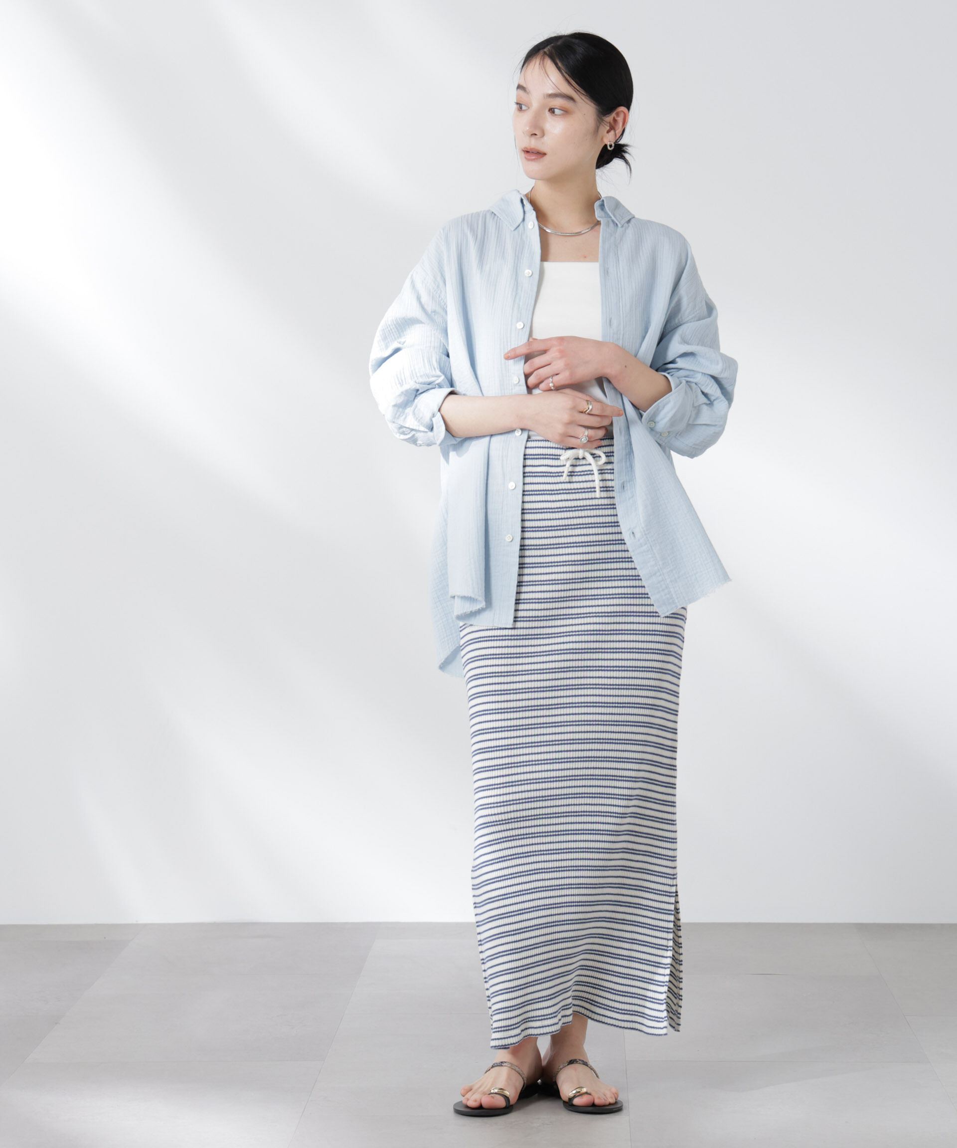 nano･universe「GREYCHORD/SANDY BIG オーバーサイズロングスリーブシャツ」|シャツ・ブラウス|