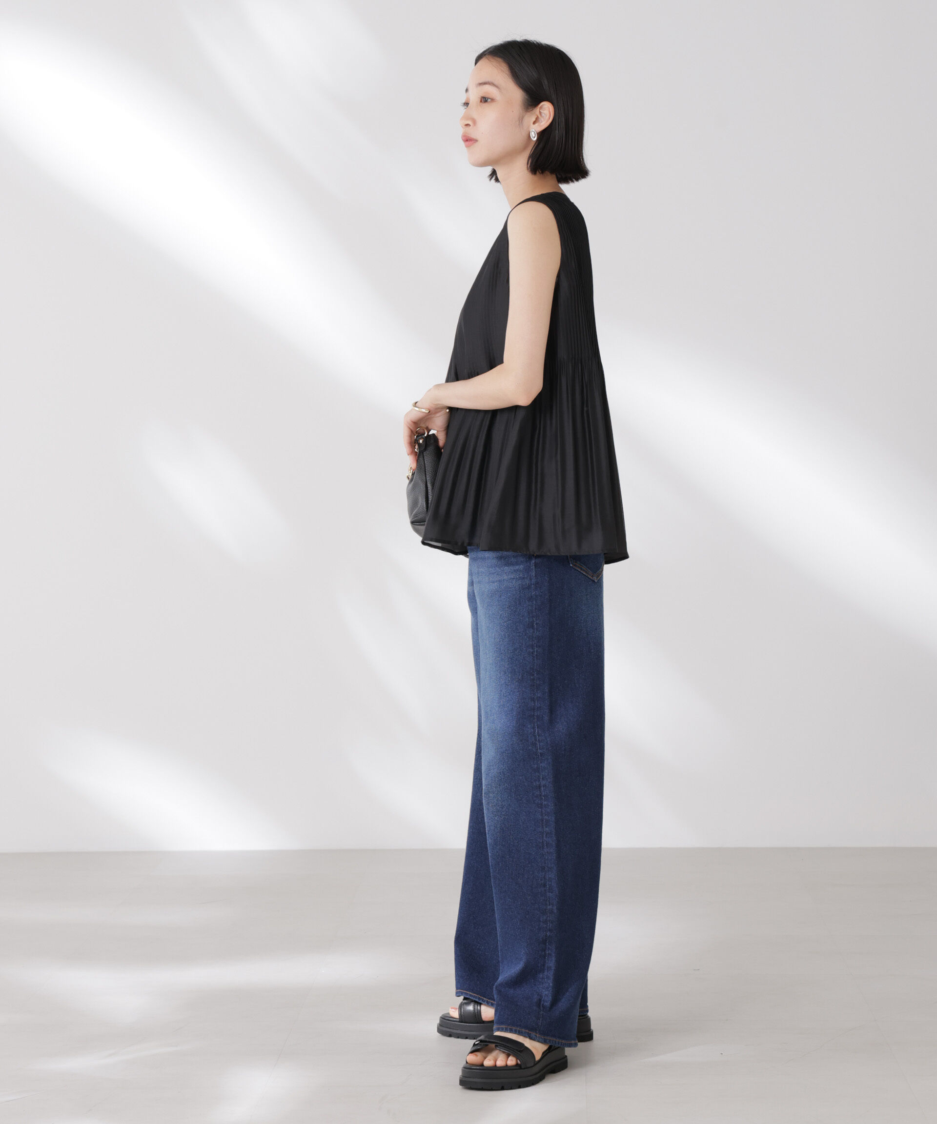 nano･universe「ノースリーブプリーツブラウス」|シャツ・ブラウス|