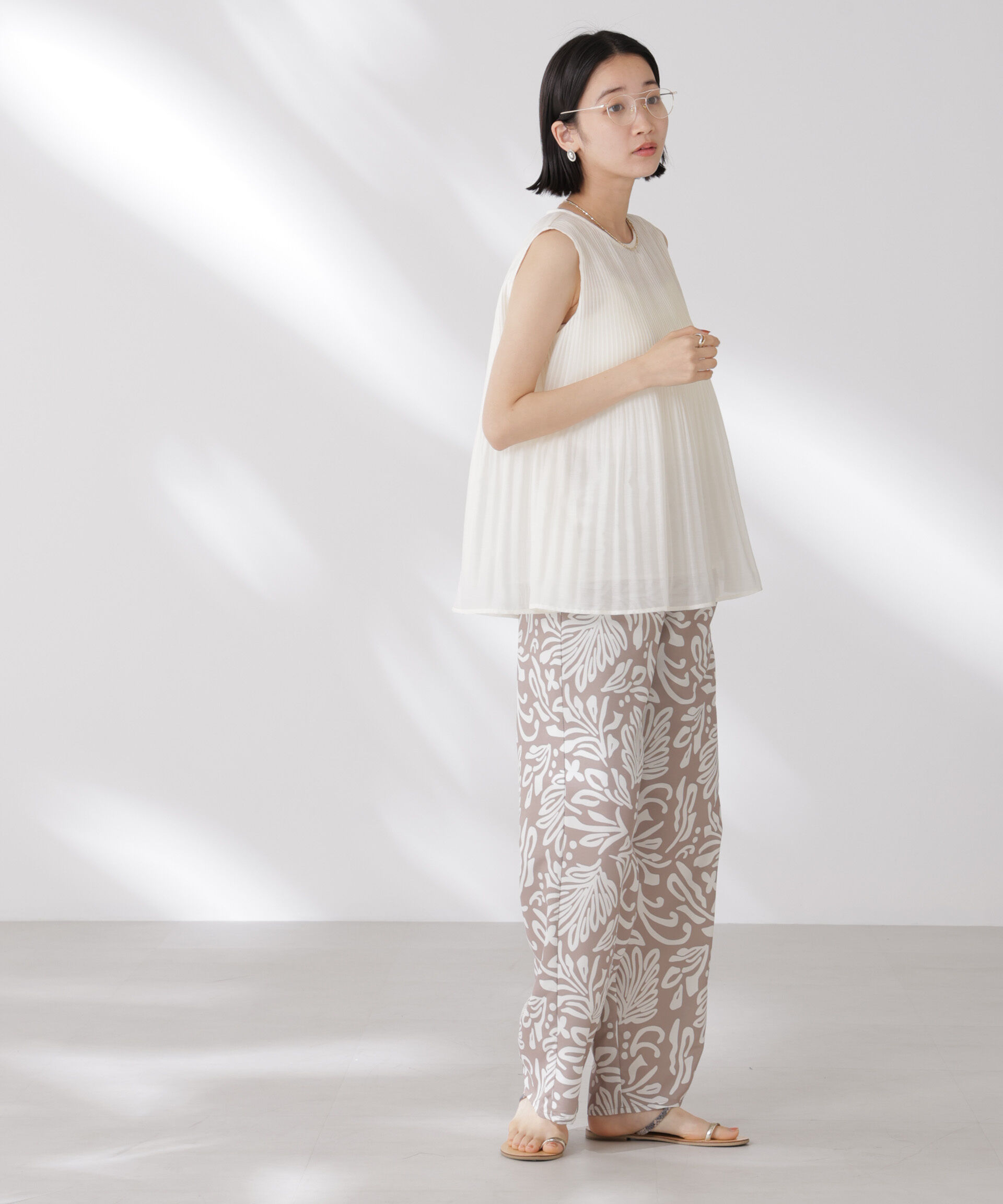 nano･universe「ノースリーブプリーツブラウス」|シャツ・ブラウス|