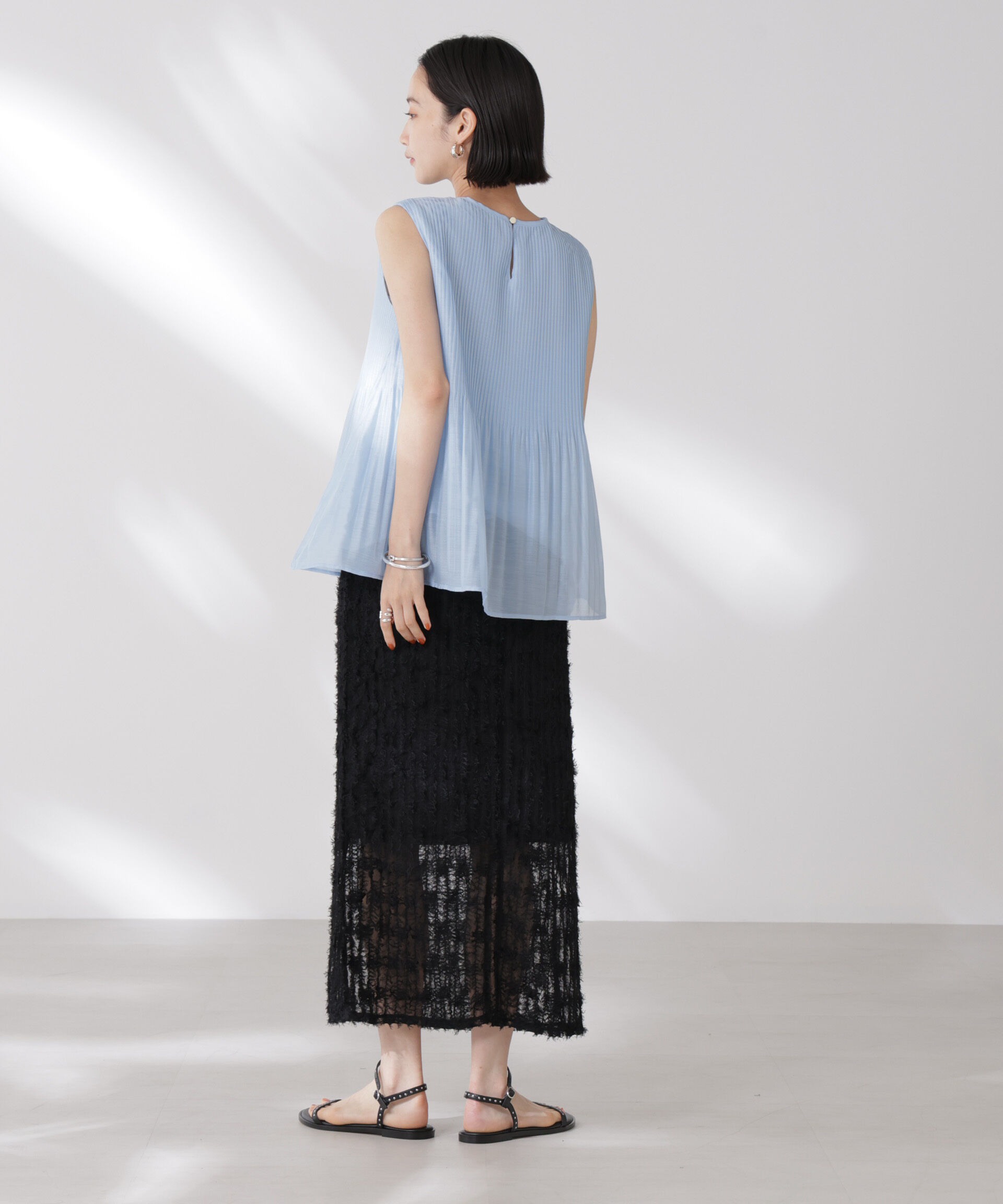 nano･universe「ノースリーブプリーツブラウス」|シャツ・ブラウス|