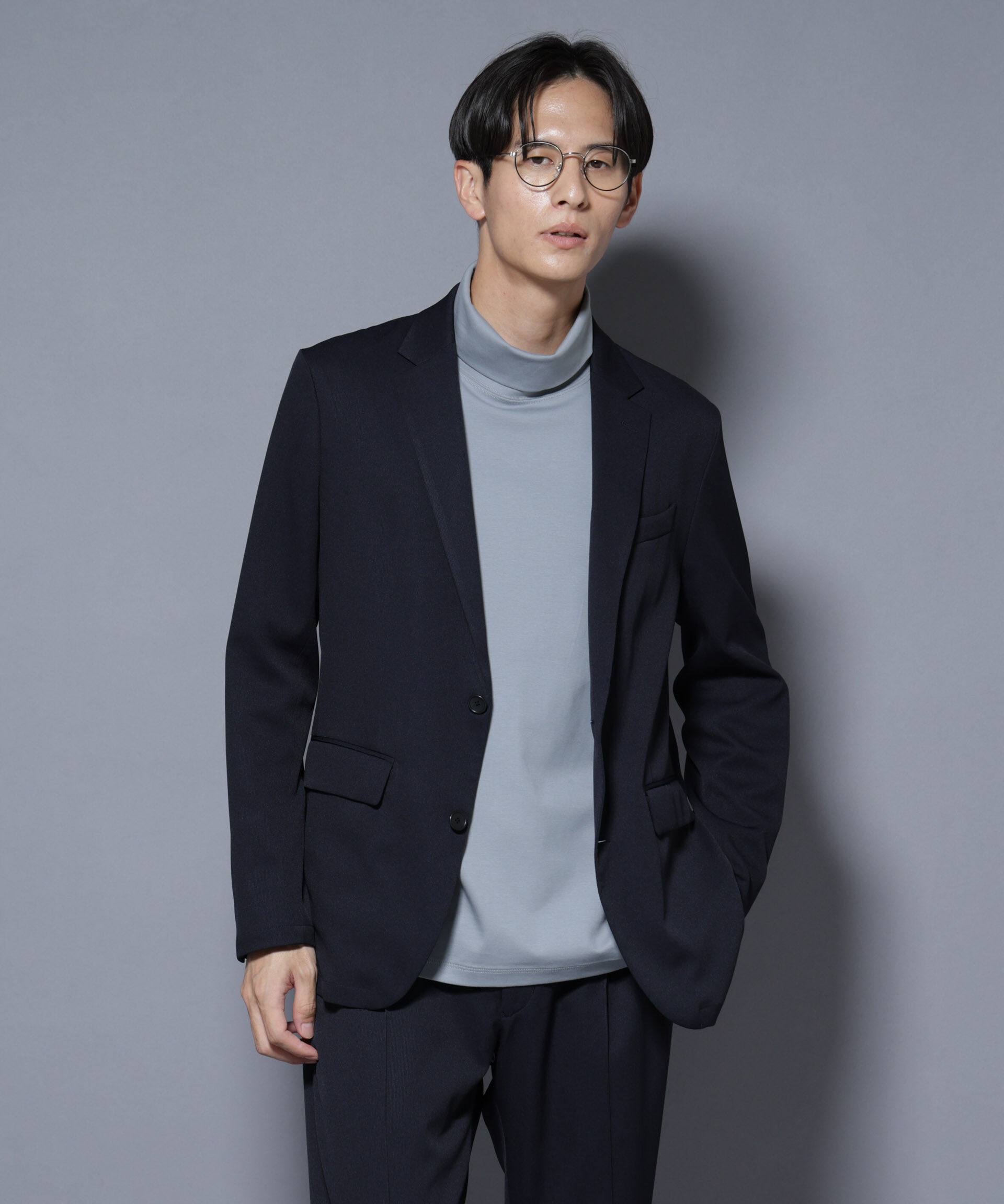 nano･universe「「N JACKET BASIC」シャドーストライプジャケット(セットアップ可)」|スーツ|D.ネイビー1