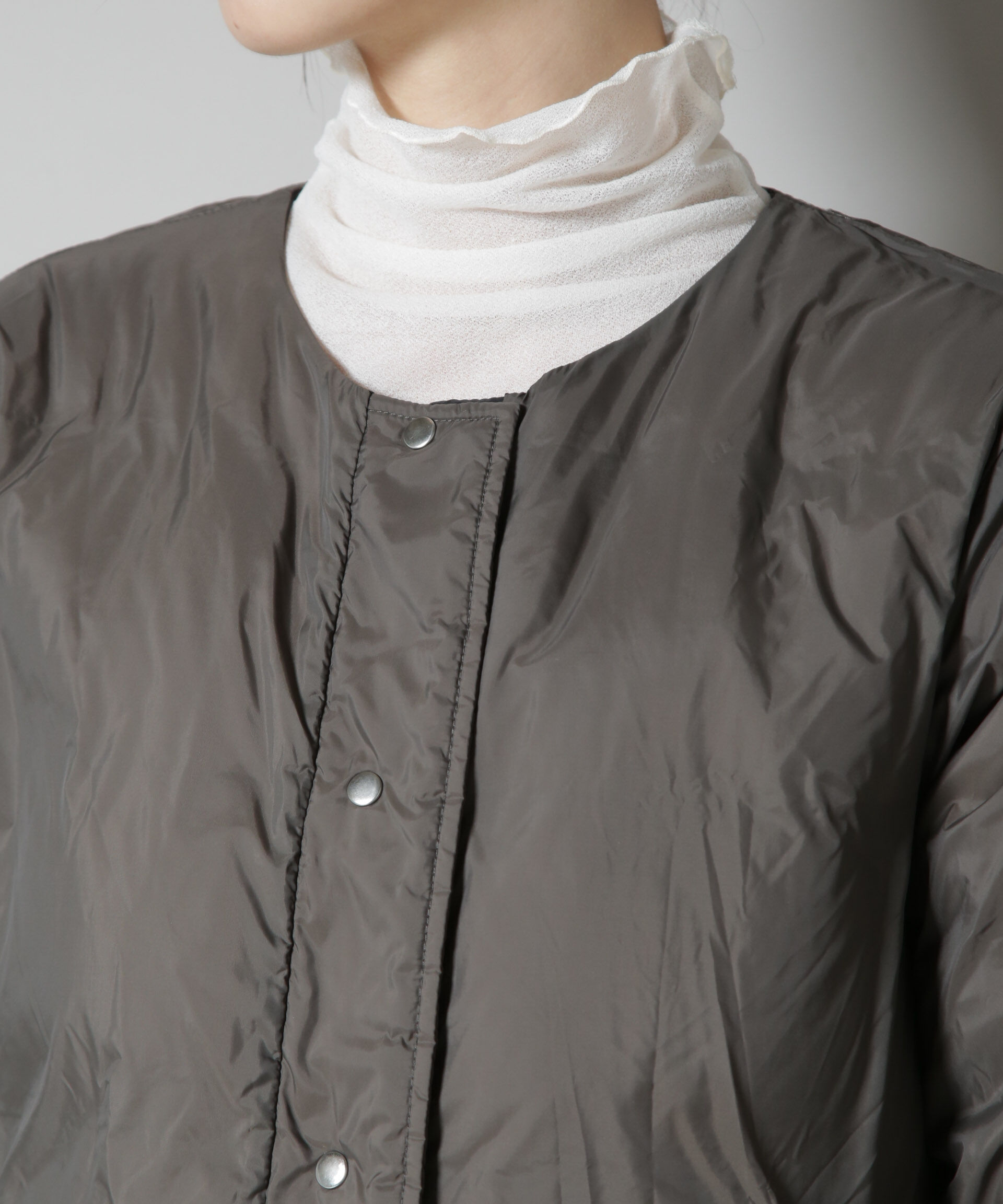 nano･universe「撥水加工ライトダウン リバーシブルノーカラージャケット」|ダウン|