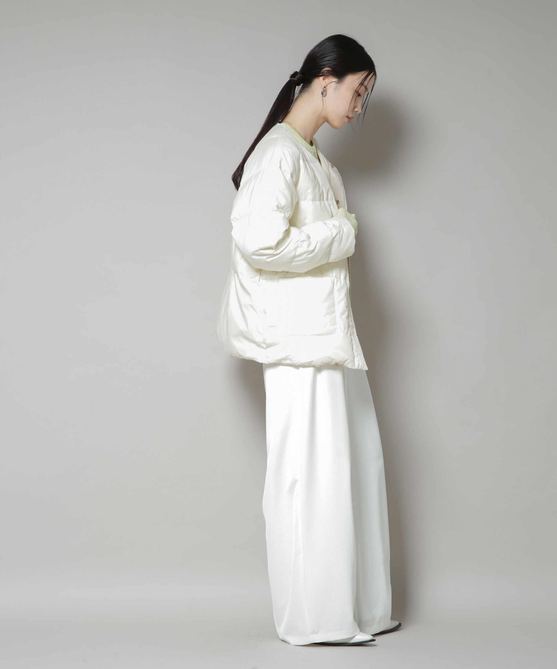 nano･universe「撥水加工ライトダウン リバーシブルノーカラージャケット」|ダウン|