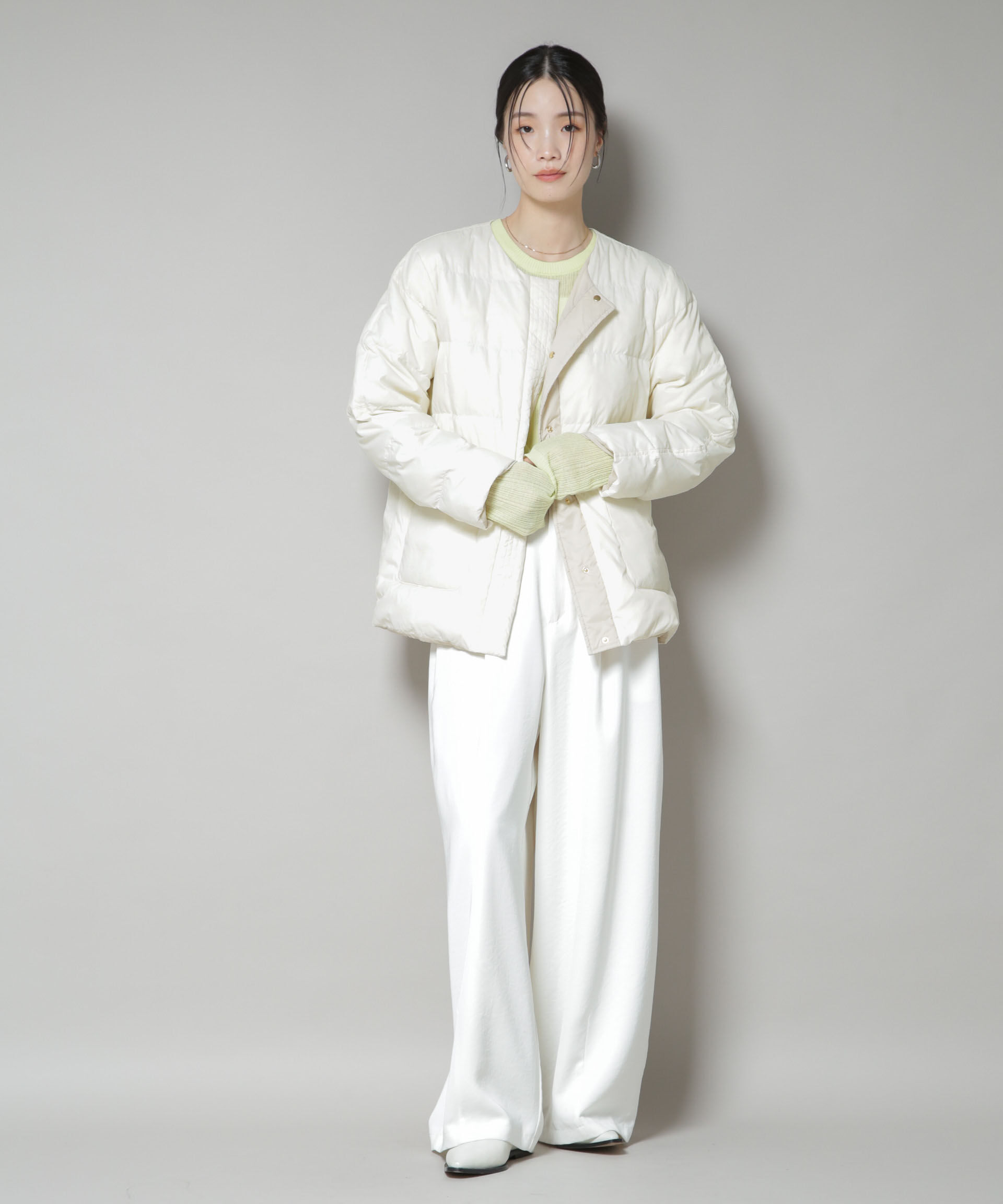 nano･universe「撥水加工ライトダウン リバーシブルノーカラージャケット」|ダウン|