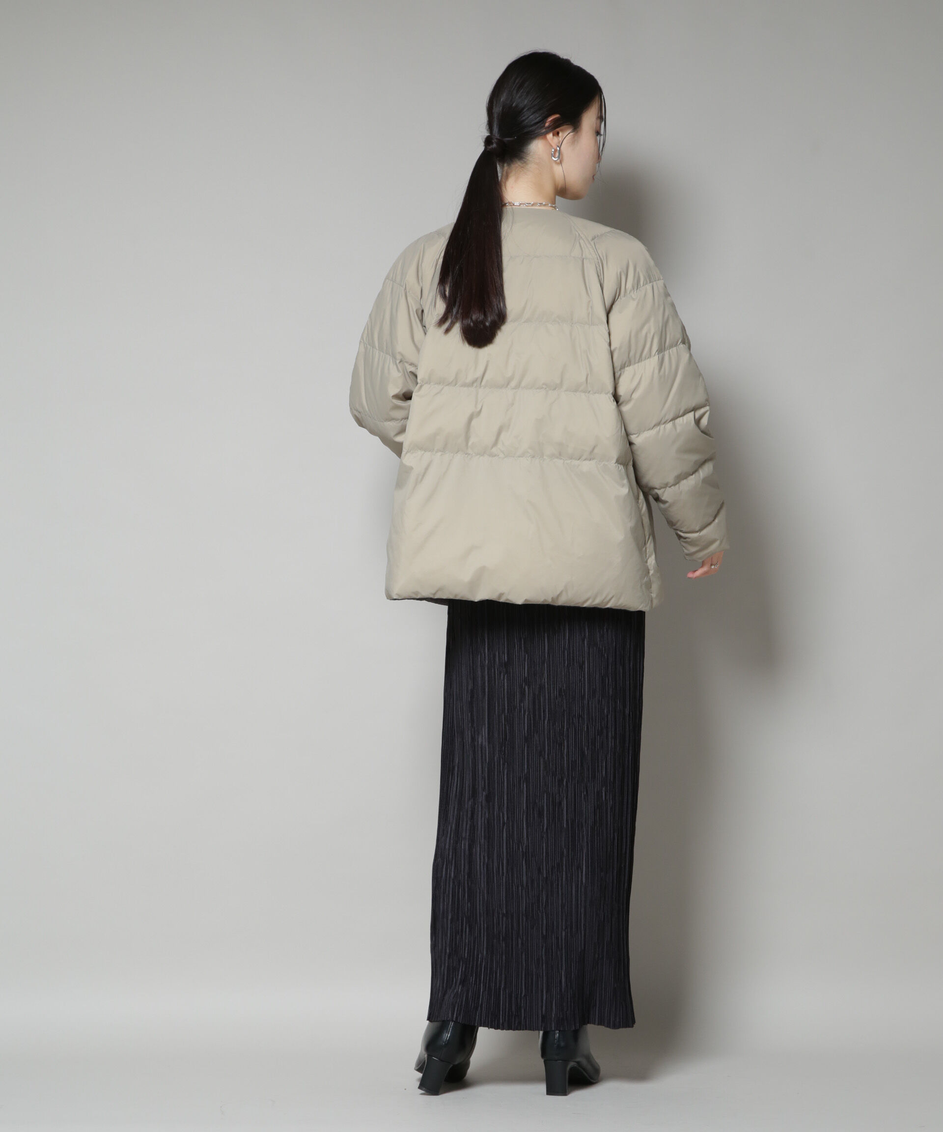 nano･universe「撥水加工ライトダウン リバーシブルノーカラージャケット」|ダウン|