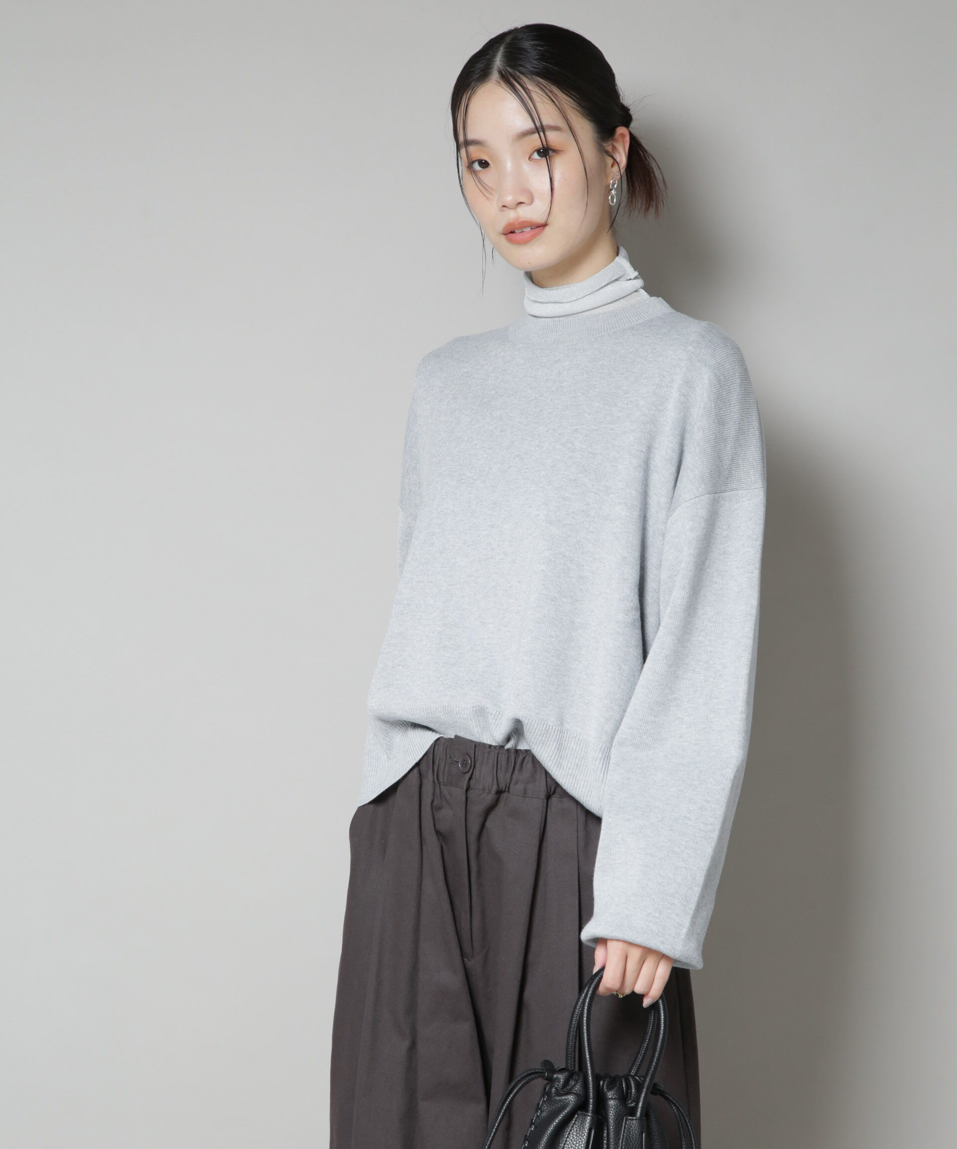 nano･universe「毛玉抑制ニットプルオーバー(セットアップ可)」|ニット・セーター|グレー