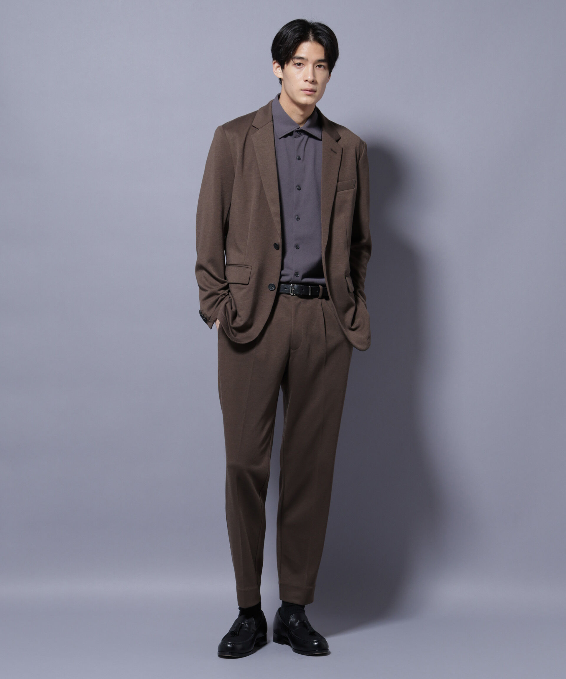 nano･universe「「Damerino」ポンチストレッチセットアップ」|スーツ|ブラウン