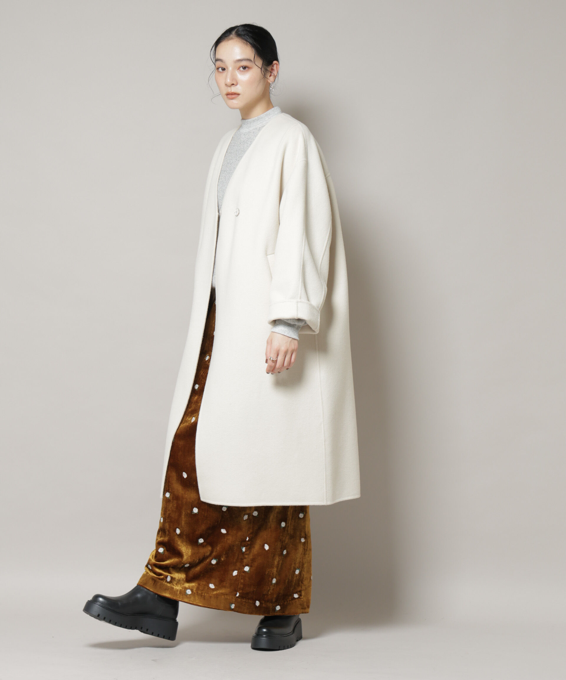 nano･universe「SUPER110blend リバーノーカラーロングコート」|その他|