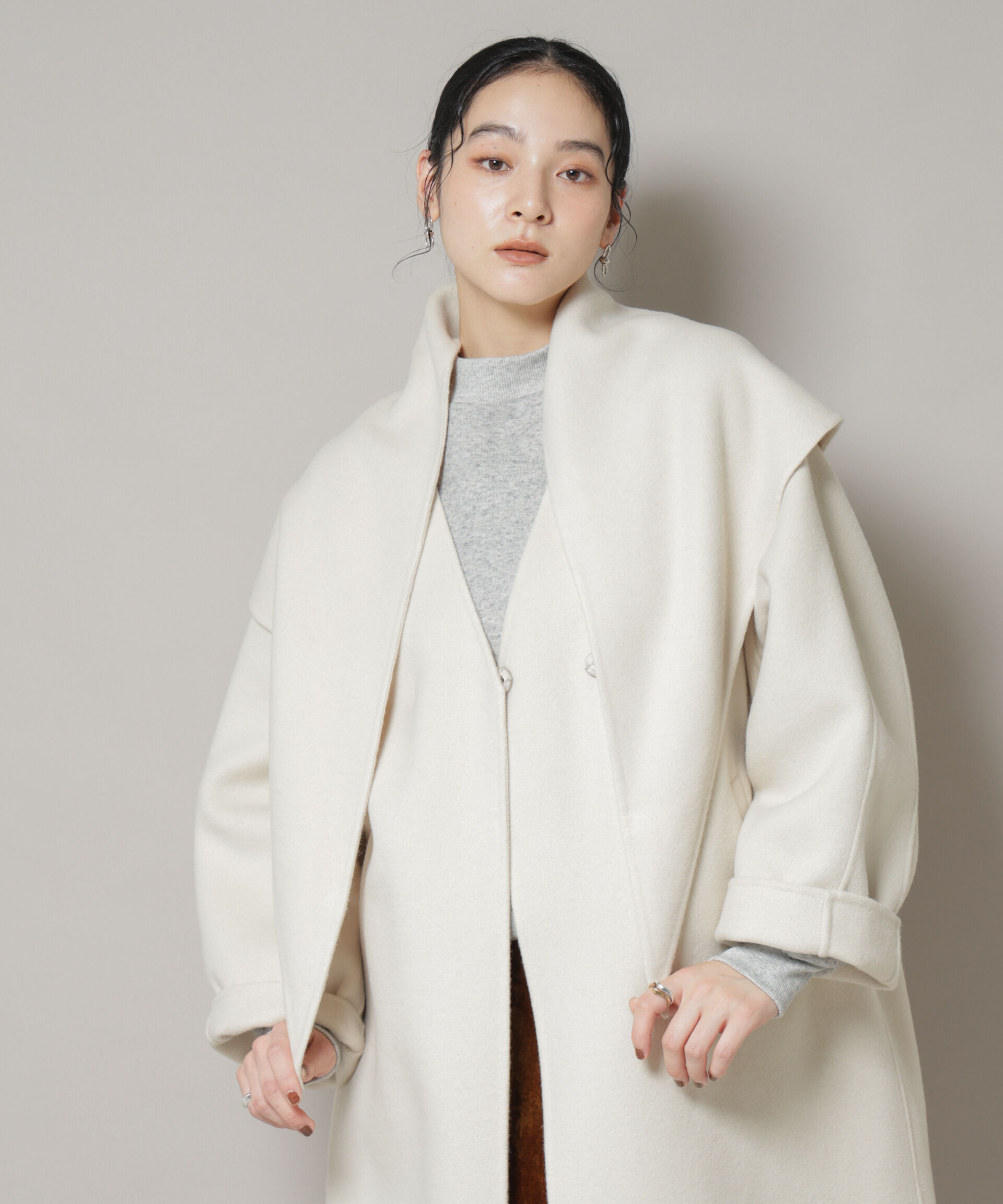 nano･universe「SUPER110blend リバー三角ストール」|マフラー|