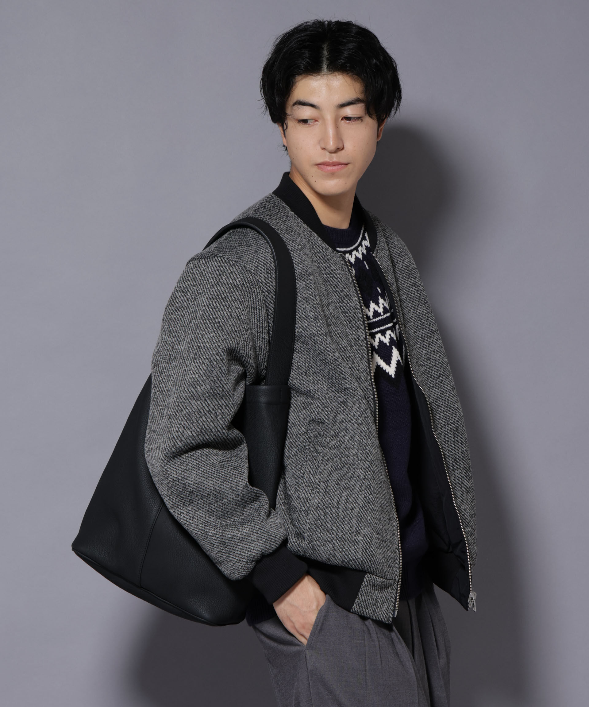 nano･universe「ニットフリースZIPブルゾン(セットアップ可)」|ブルゾン・スタジャン|