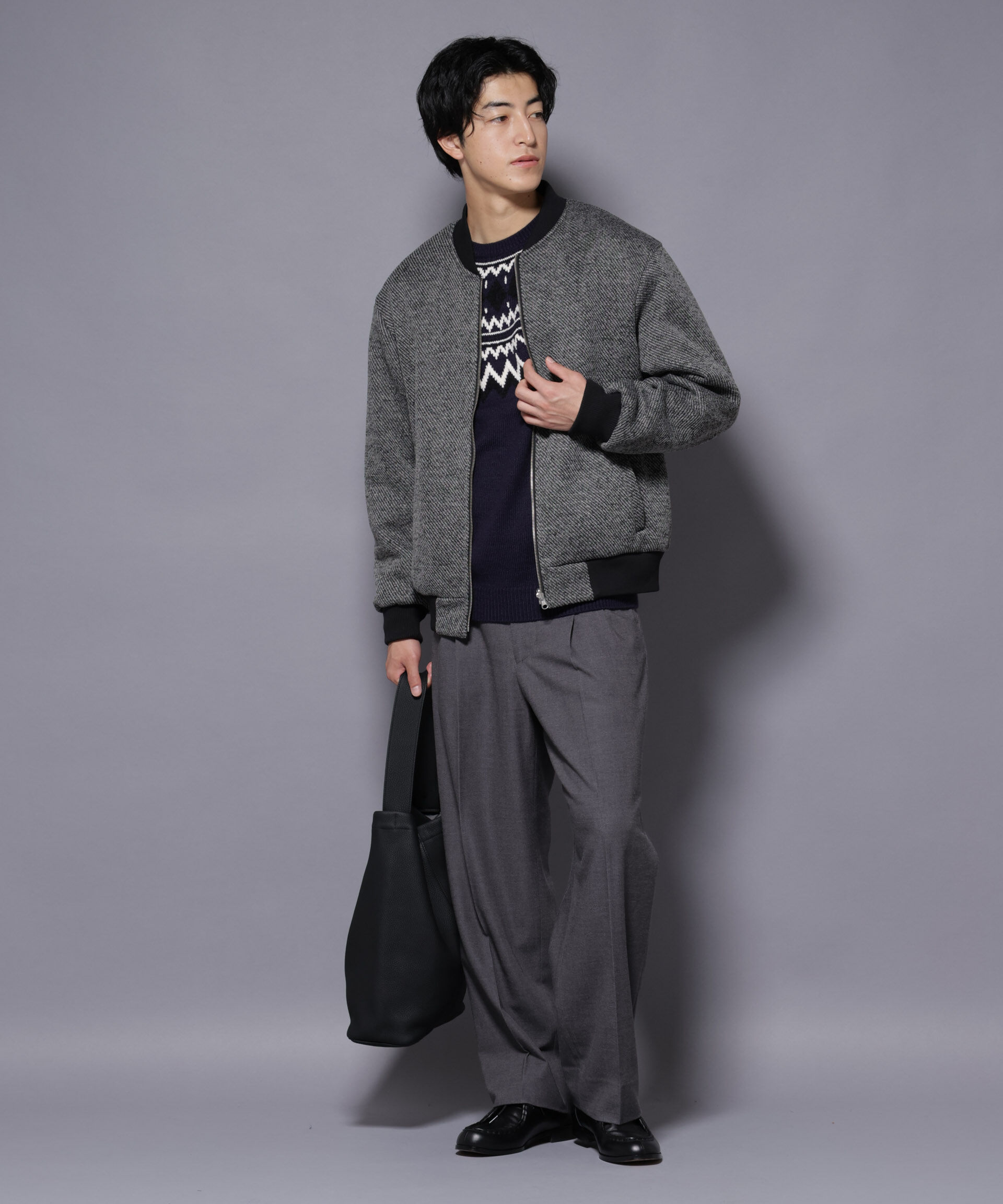 nano･universe「ニットフリースZIPブルゾン(セットアップ可)」|ブルゾン・スタジャン|