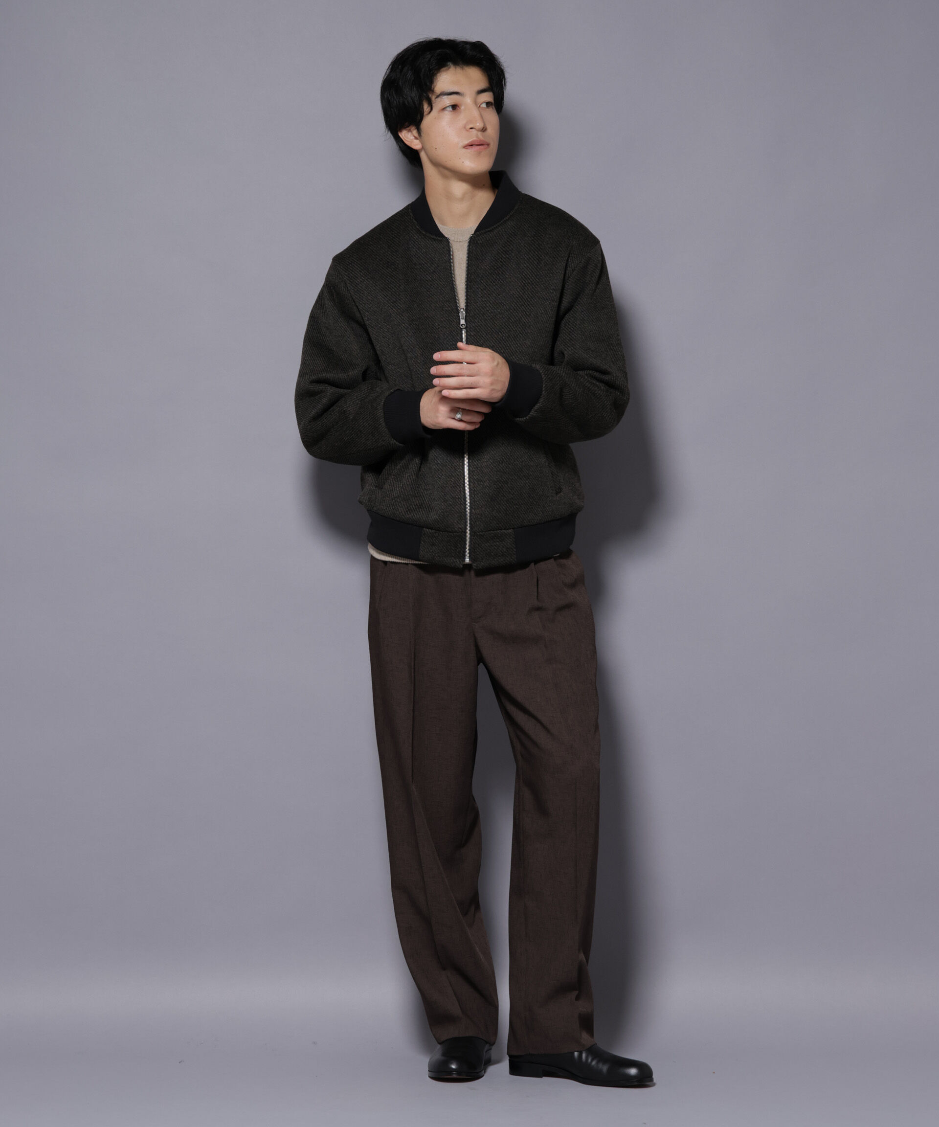 nano･universe「ニットフリースZIPブルゾン(セットアップ可)」|ブルゾン・スタジャン|