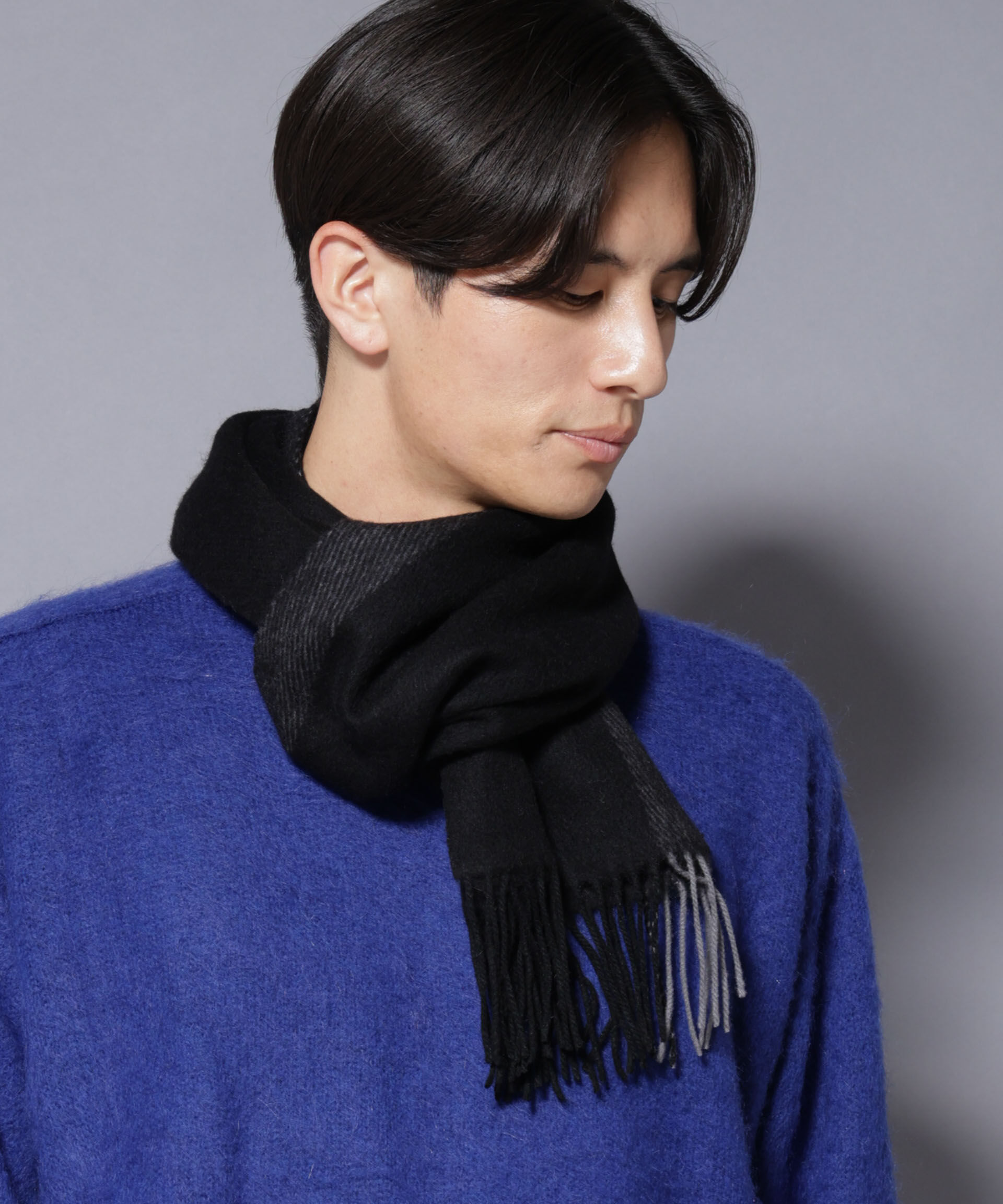 nano･universe「ソフトカシミヤブレンドマフラー」|マフラー|ブラック