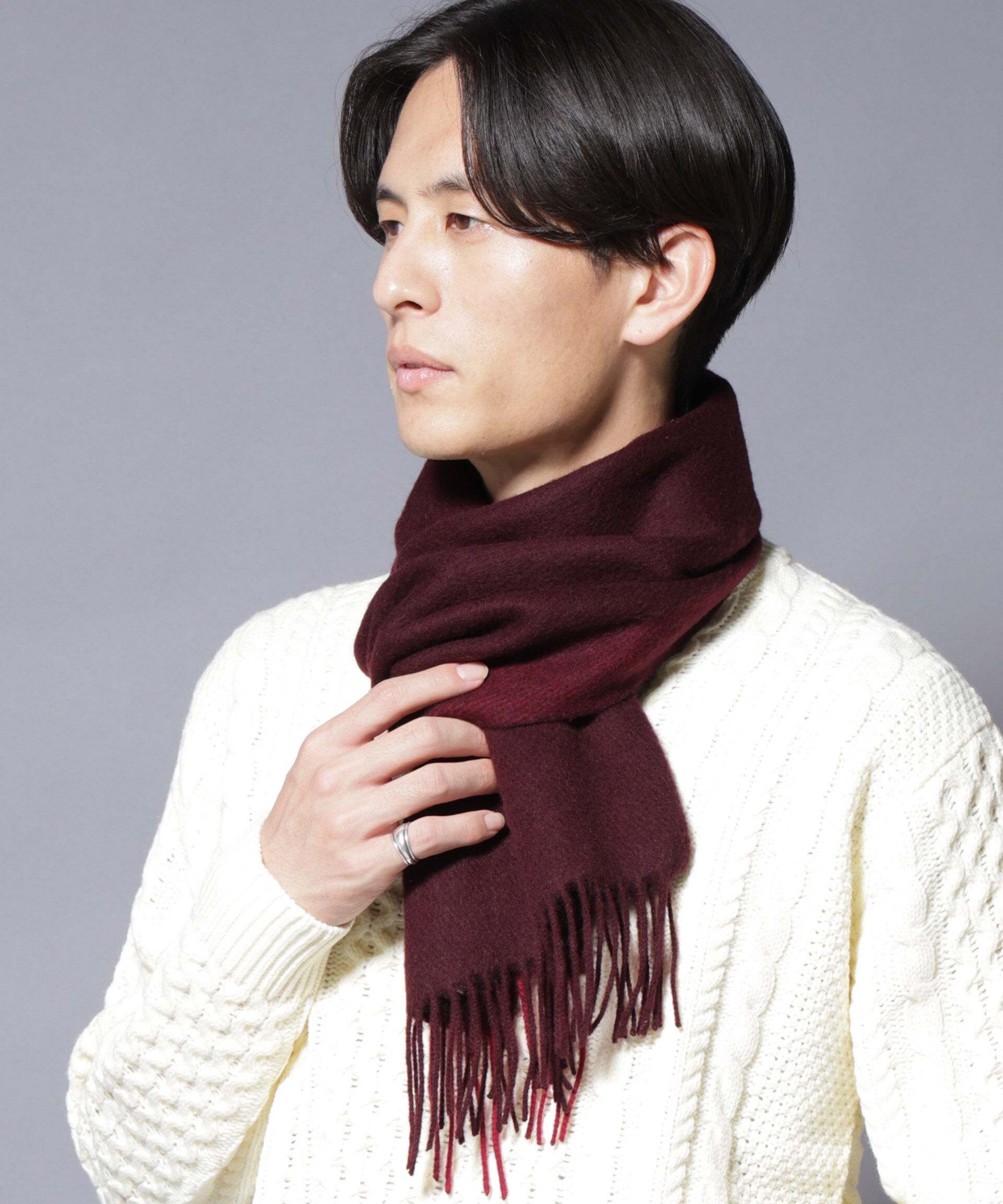 nano･universe「ソフトカシミヤブレンドマフラー」|マフラー|ボルドー3