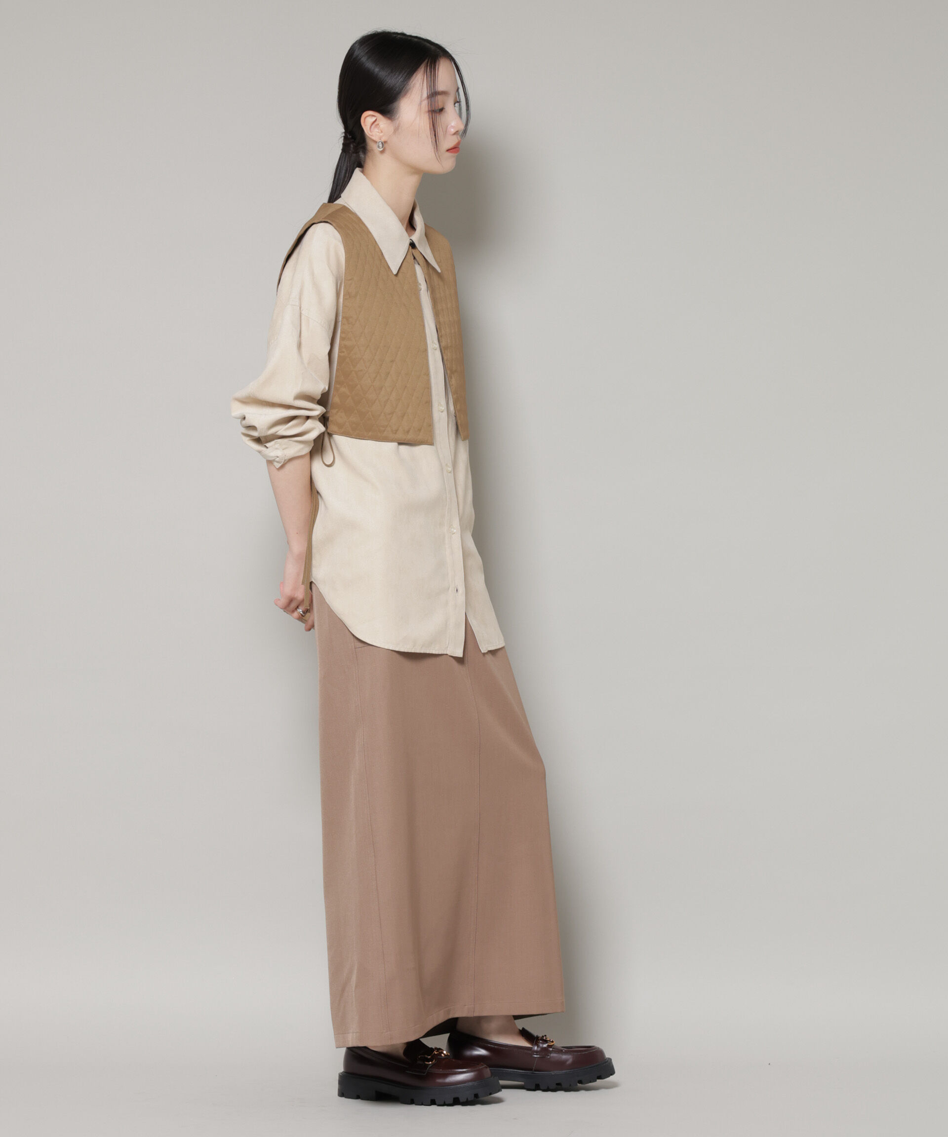 nano･universe「キルティングベスト&times;ギャザーワンピース アンサンブルセット」|ワンピース|