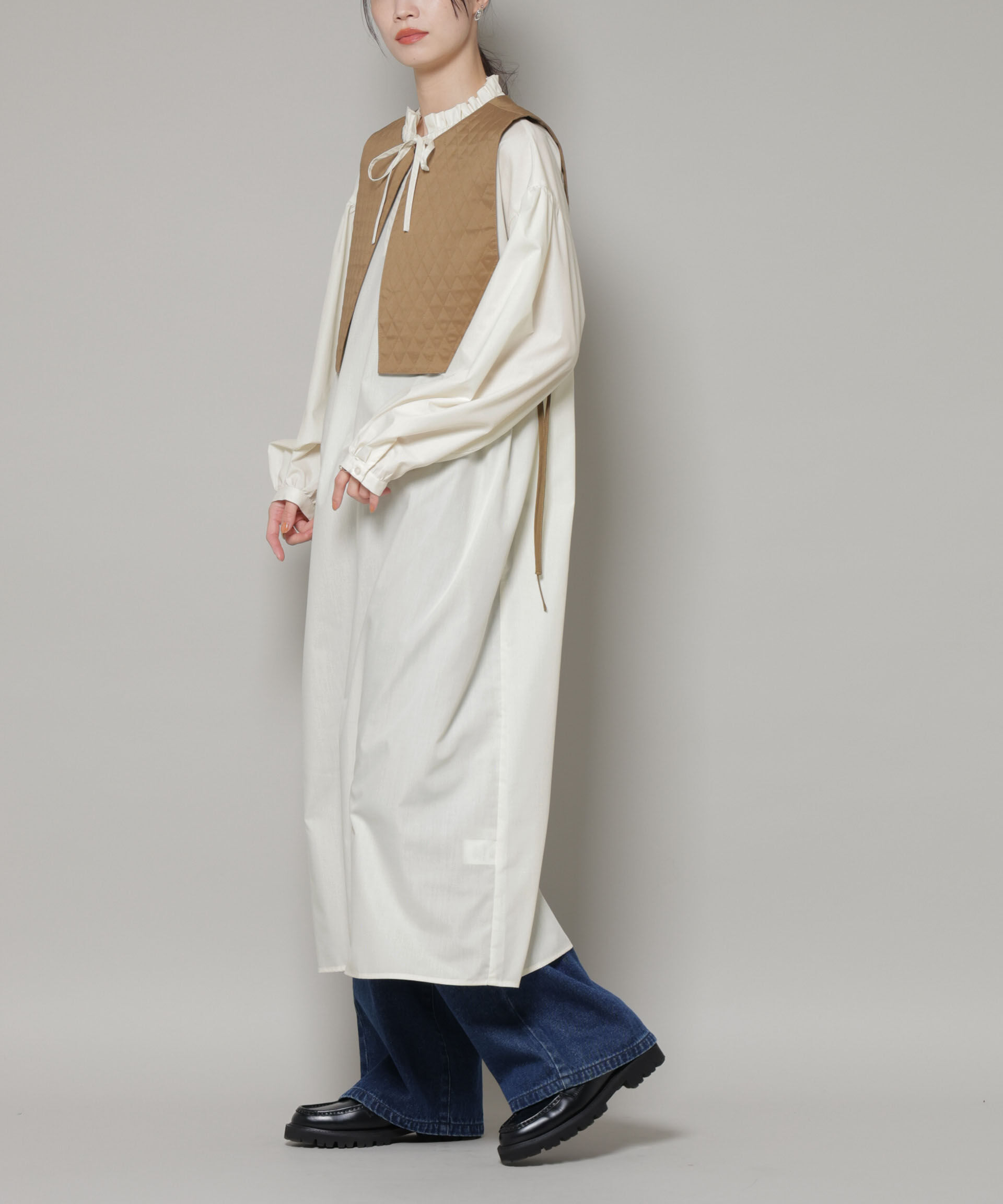 nano･universe「キルティングベスト&times;ギャザーワンピース アンサンブルセット」|ワンピース|