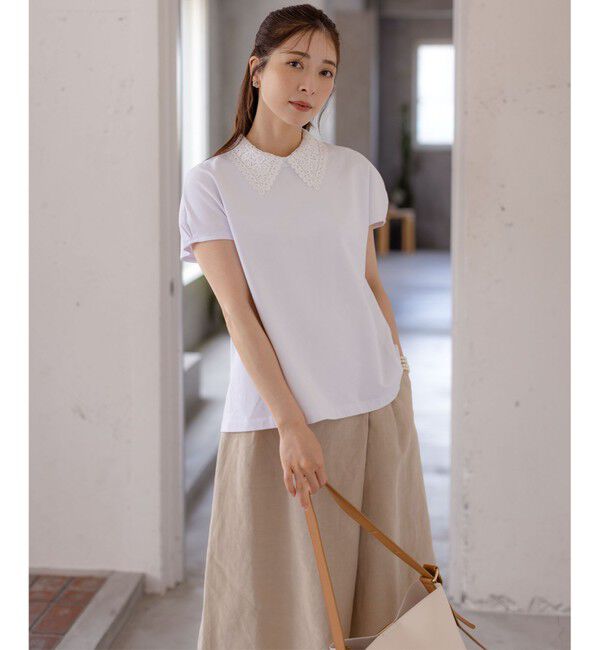 組曲「【2WAY】レース襟フレンチテリー カットソー」|Tシャツ・カットソー|