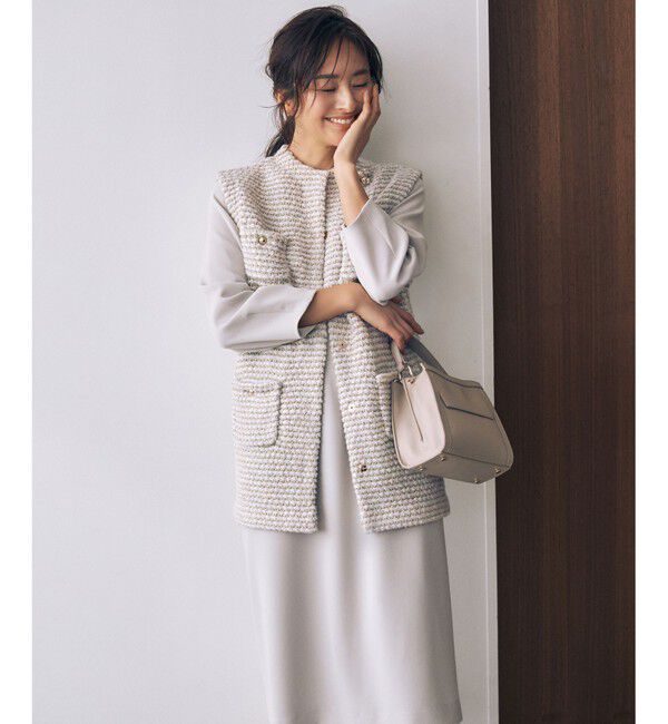 自由区「ツイード調ニット ジレ」|ベスト・ジレ|